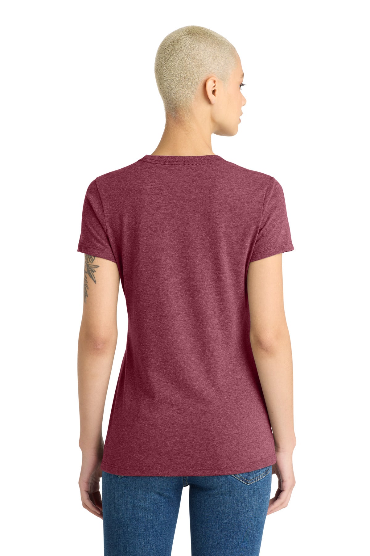 Custom Embroidered District T-Shirts  in Heathered Cardinal