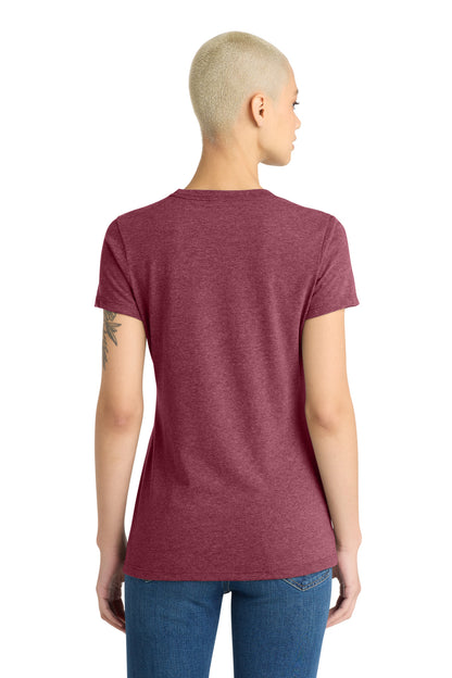 Custom Embroidered District T-Shirts  in Heathered Cardinal
