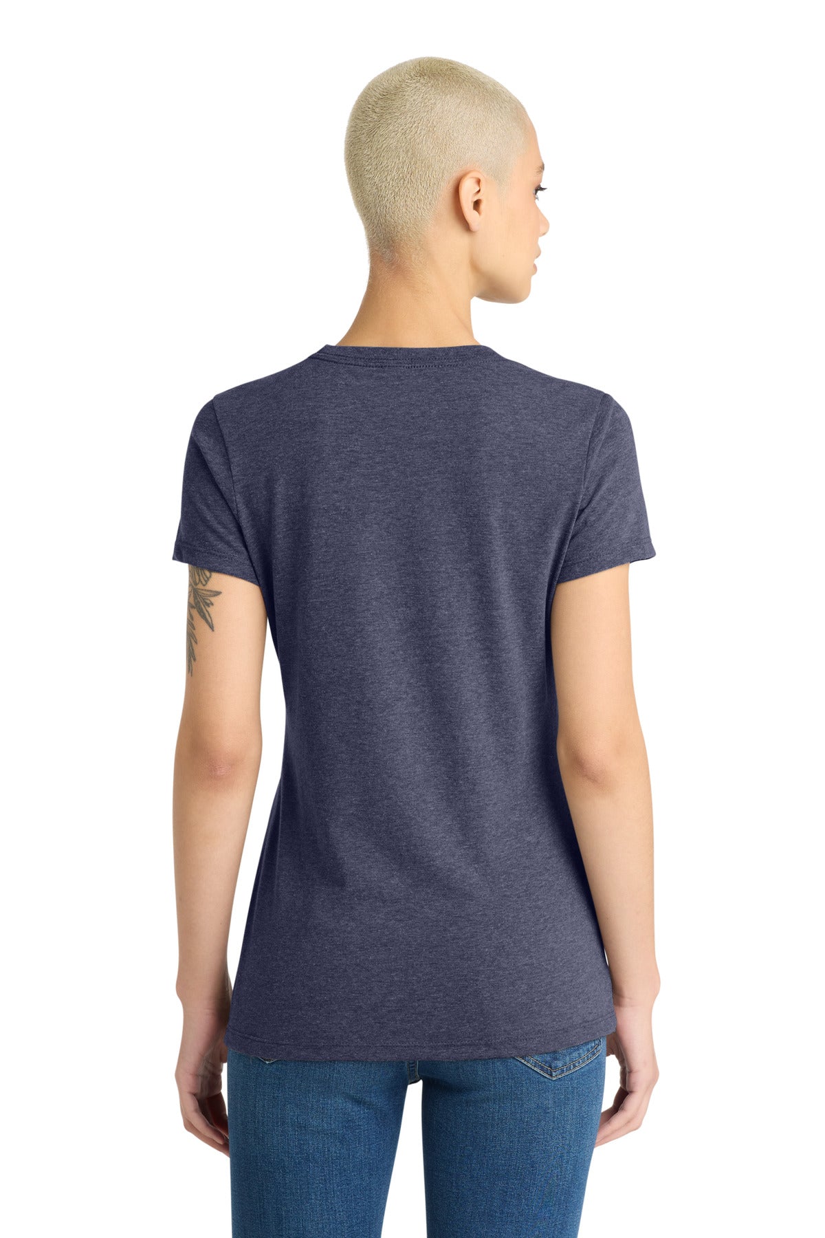 Custom Embroidered District T-Shirts  in Heathered Navy