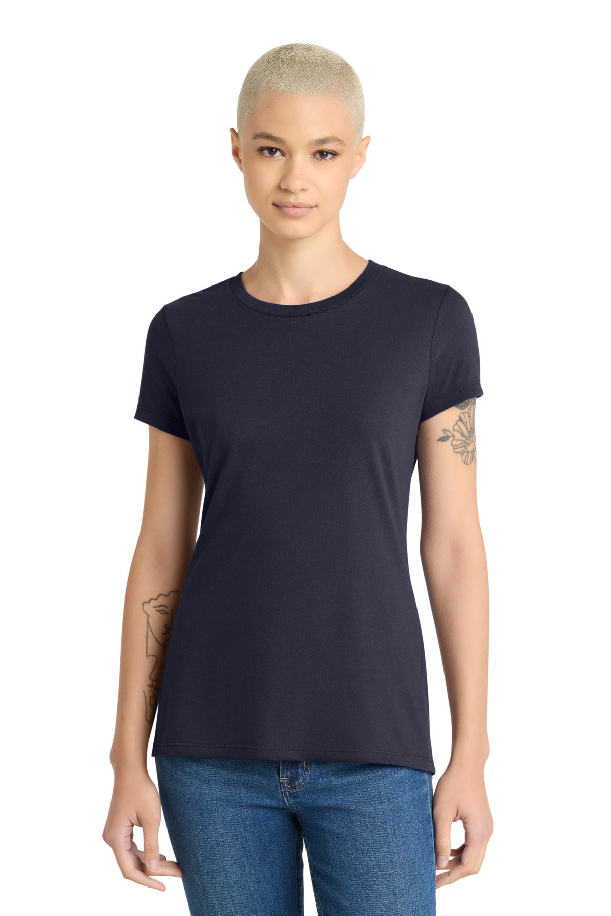 Custom Embroidered District T-Shirts  in New Navy