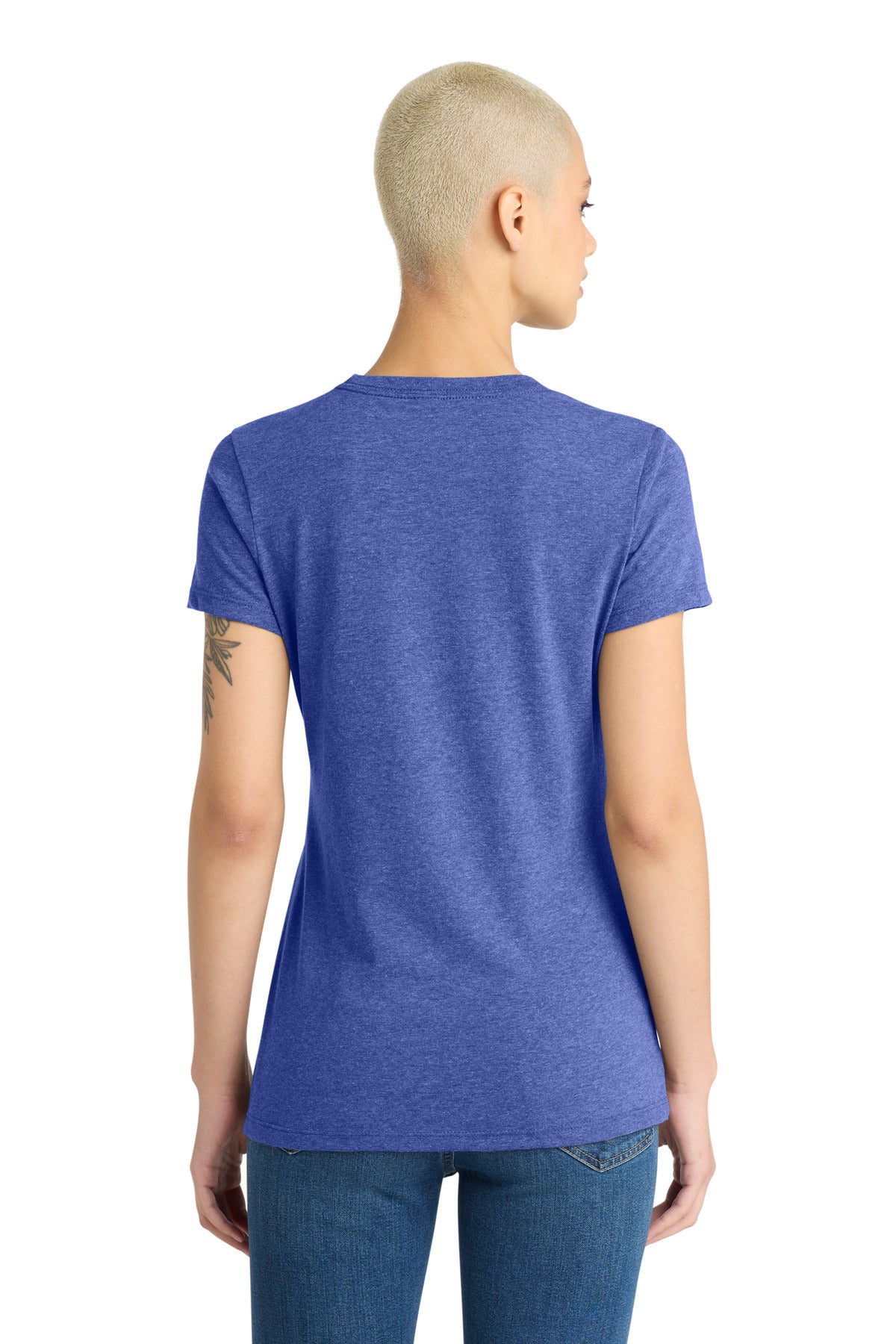 Custom Embroidered District T-Shirts  in Royal Frost