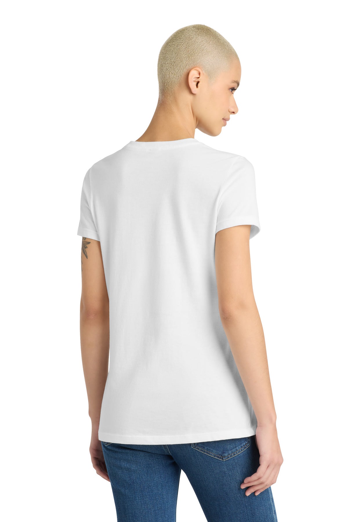 Custom Embroidered District T-Shirts  in White