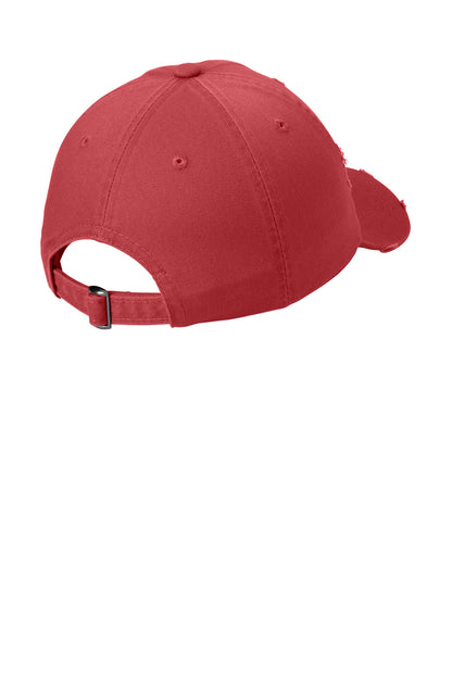 Custom Embroidered District Caps in Dashing Red