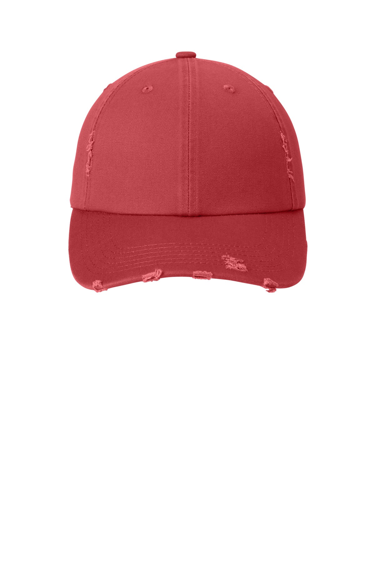 Custom Embroidered District Caps in Dashing Red