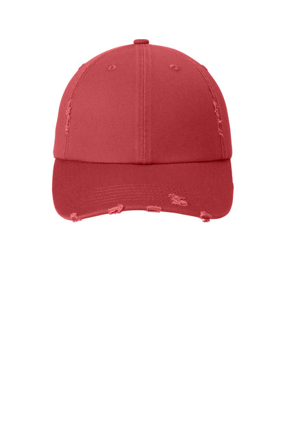 Custom Embroidered District Caps in Dashing Red