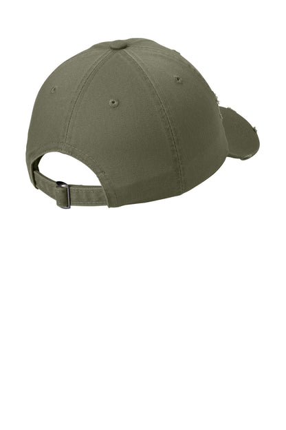 Custom Embroidered District Caps in Light Olive