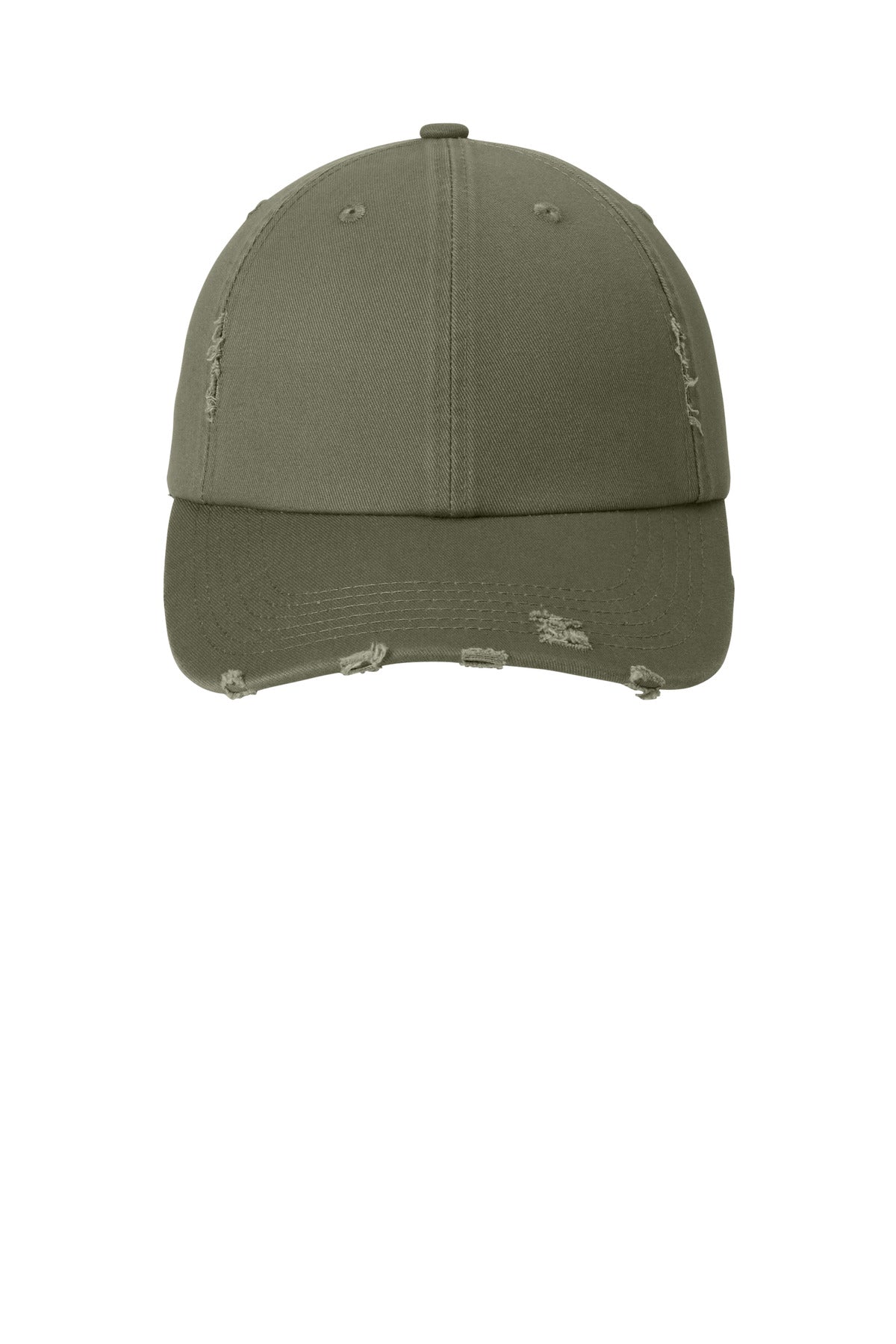 Custom Embroidered District Caps in Light Olive