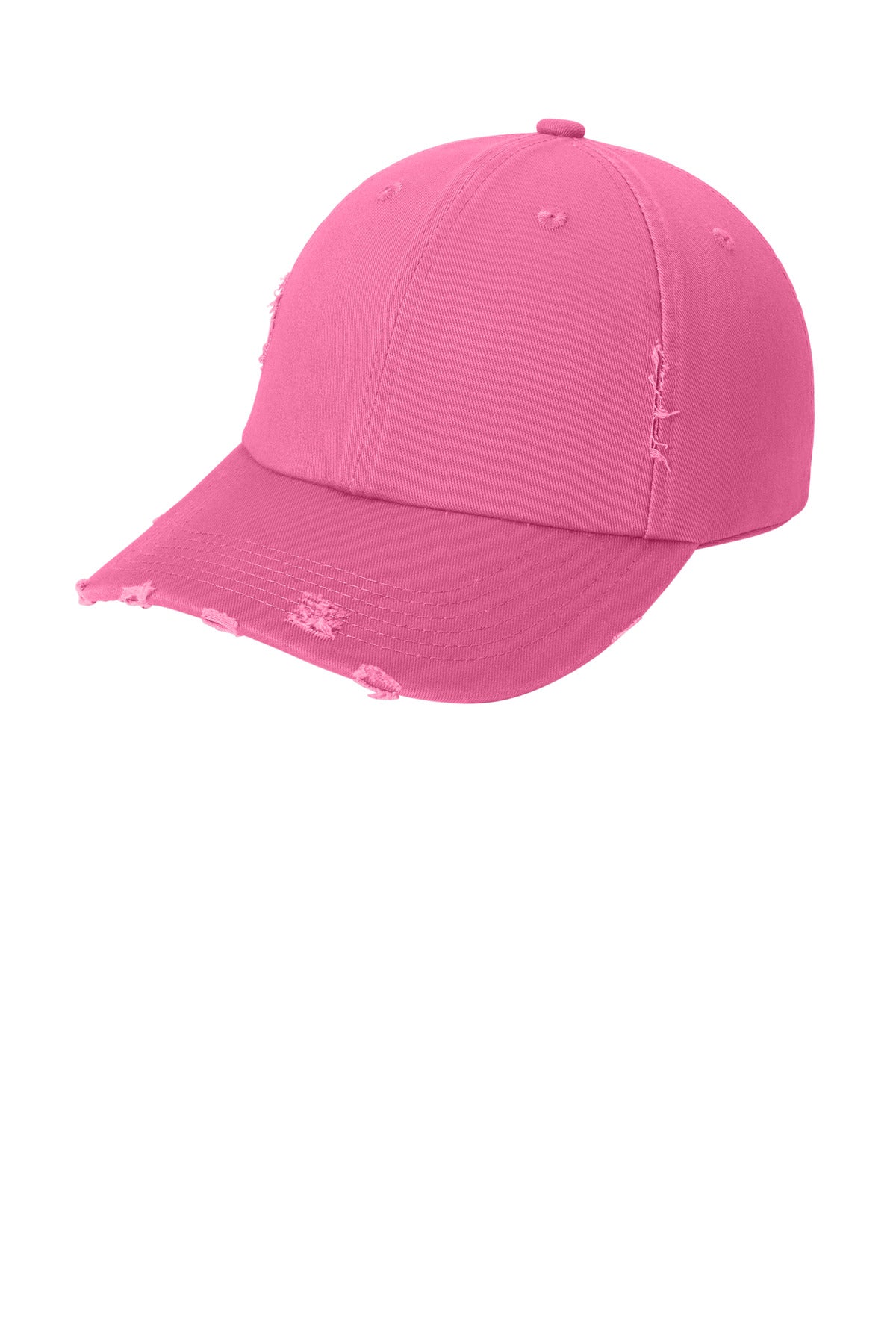 Custom Embroidered District Caps in True Pink
