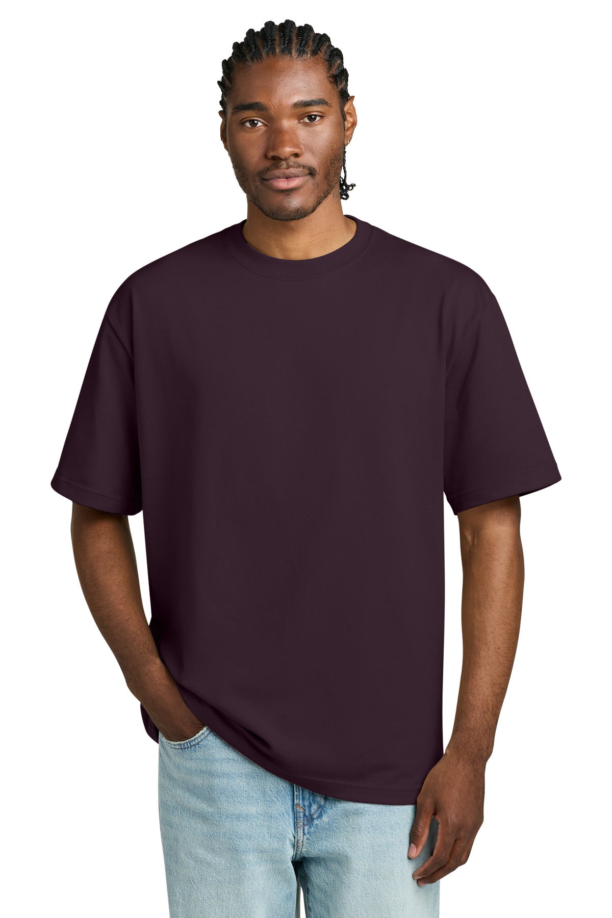 Custom Embroidered District T-Shirts  in Bordeaux