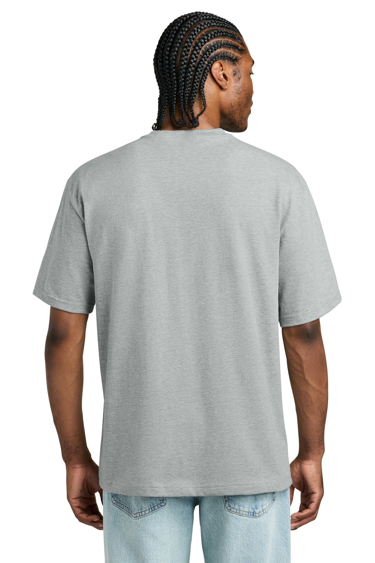 Custom Embroidered District T-Shirts  in Light Heather Grey