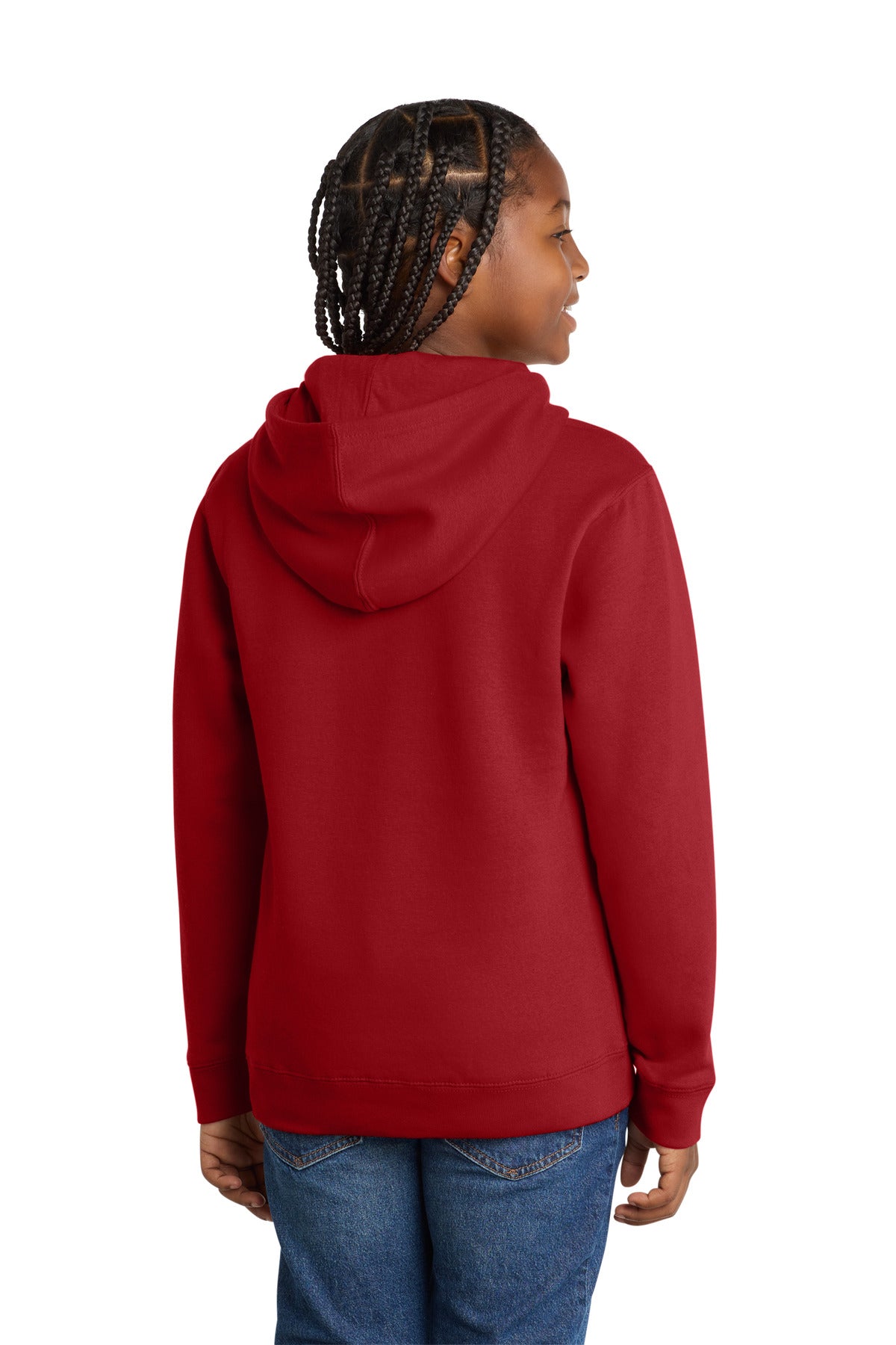 Custom Embroidered District Sweatshirts in Classic Red