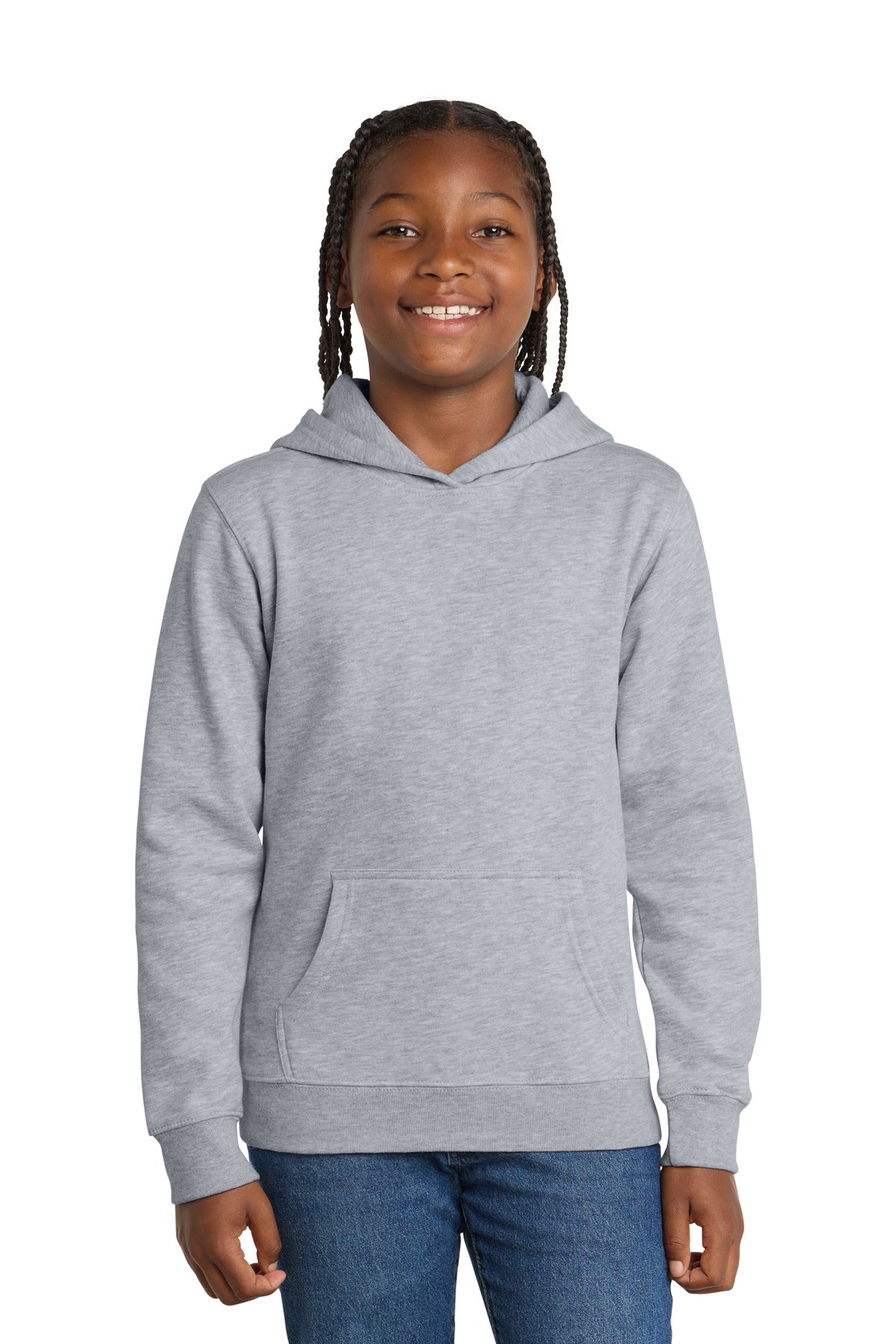 Custom Embroidered District Sweatshirts in Light Heather Grey