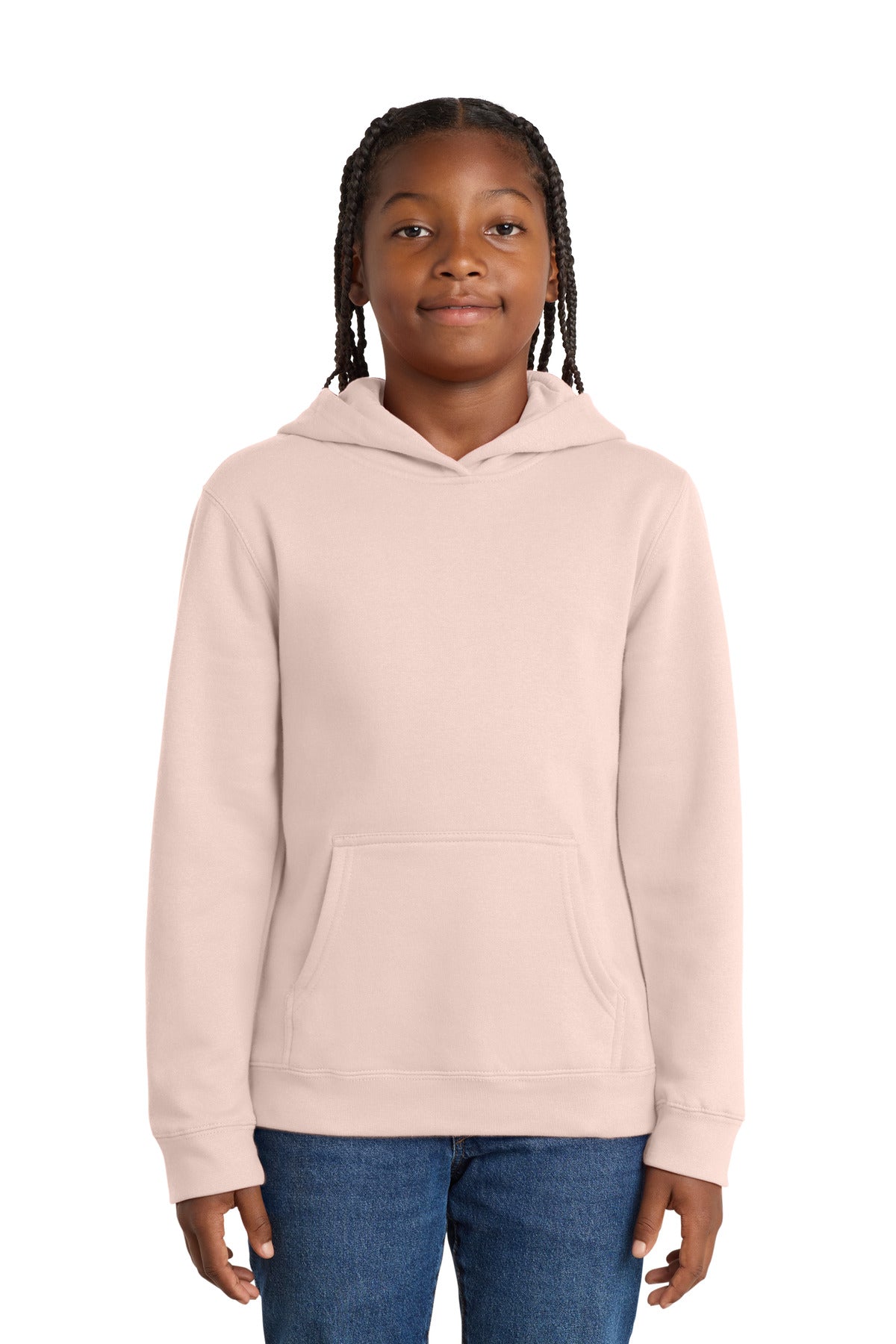 Custom Embroidered District Sweatshirts in Rosewater Pink