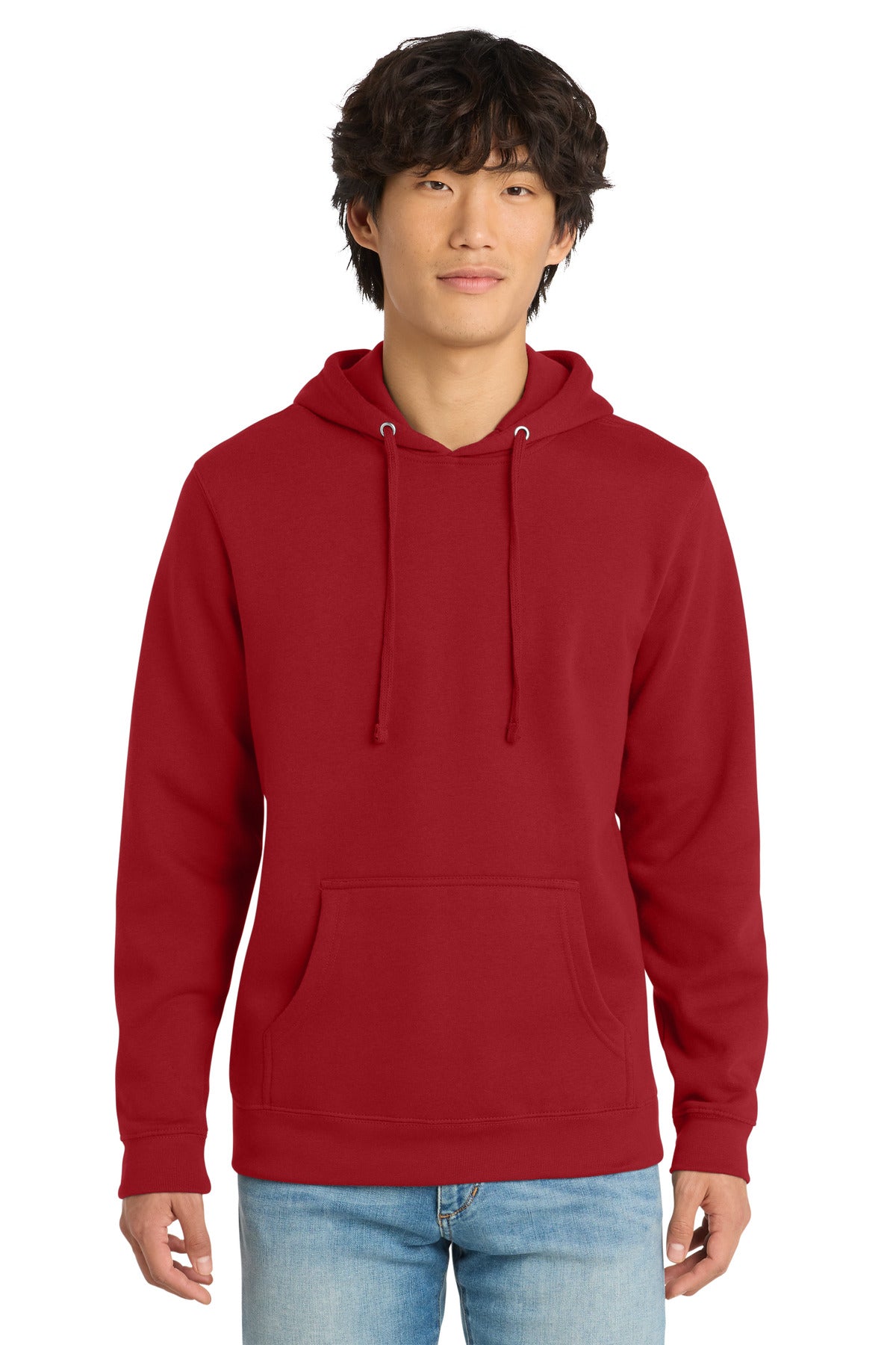 Custom Embroidered District Sweatshirts in Classic Red