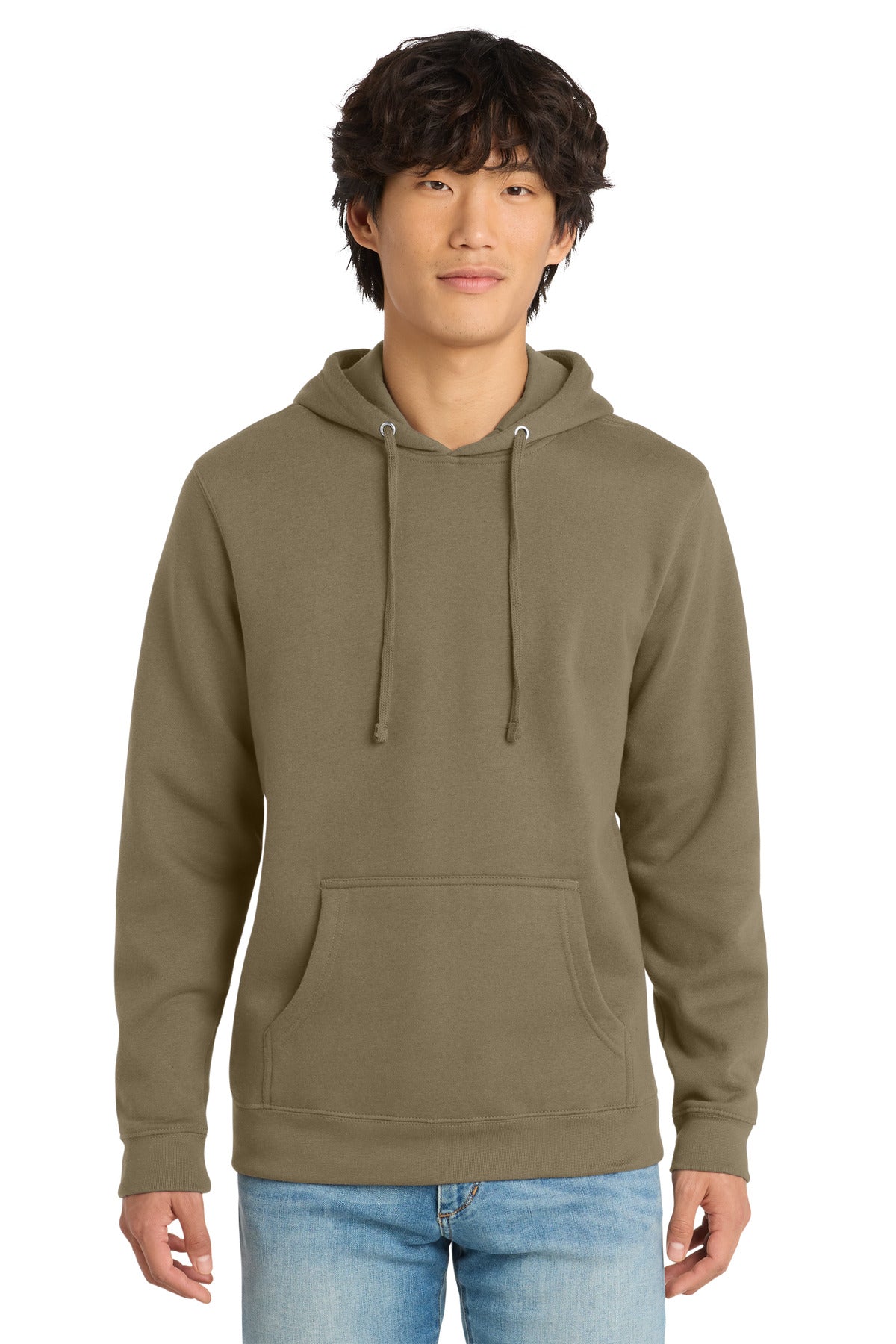 Custom Embroidered District Sweatshirts in Coyote Brown