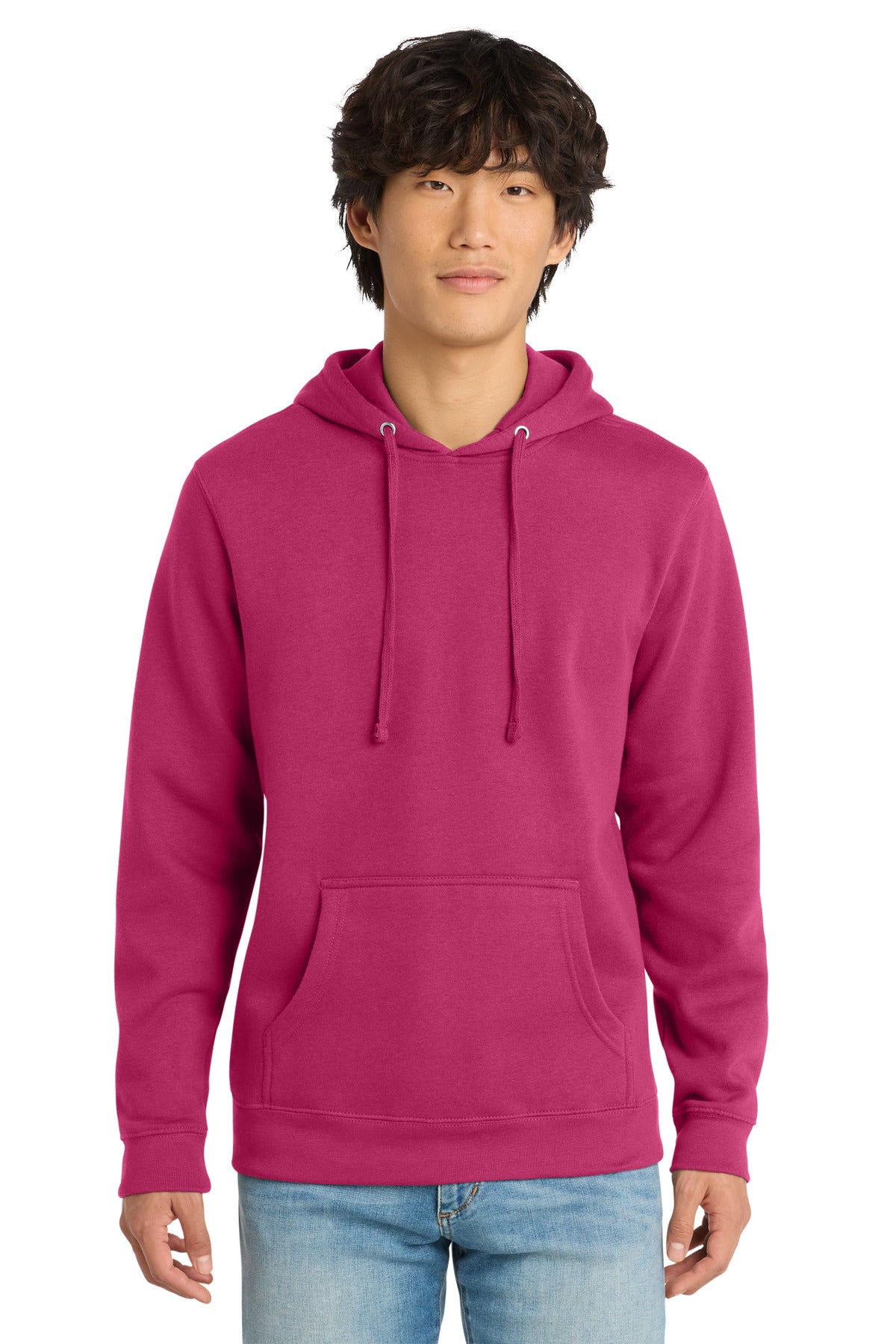 Custom Embroidered District Sweatshirts in Dark Fuchsia