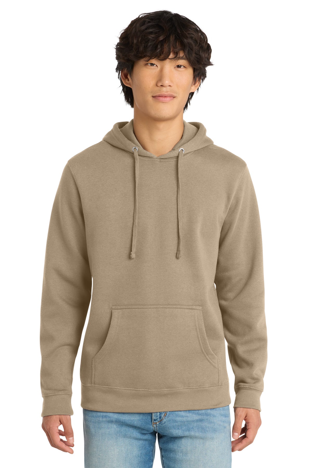 Custom Embroidered District Sweatshirts in Desert Tan