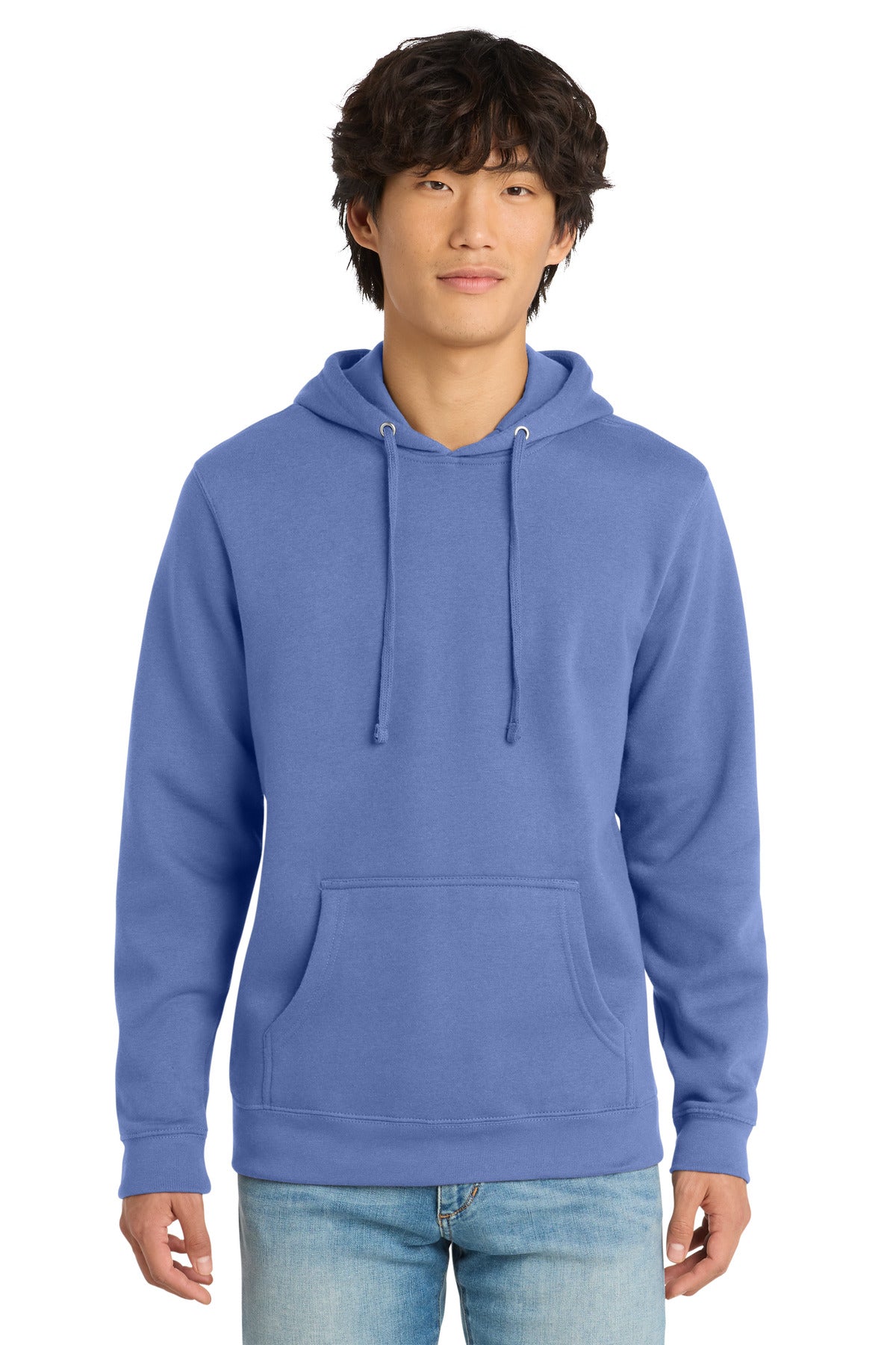 Custom Embroidered District Sweatshirts in Electric Purple