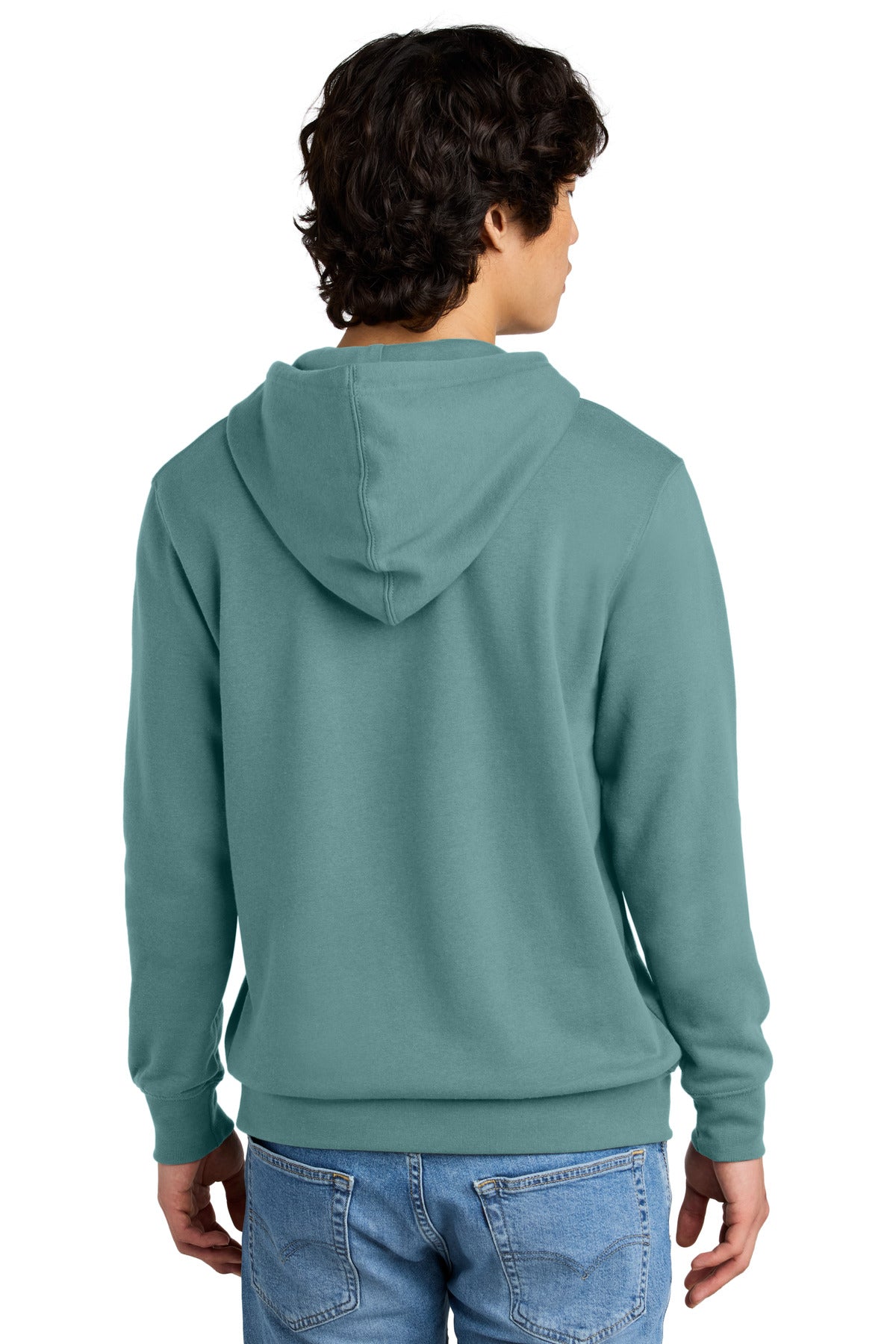 Custom Embroidered District V.I.T.Fleece Hoodie DT6100,Eucalyptus Blue