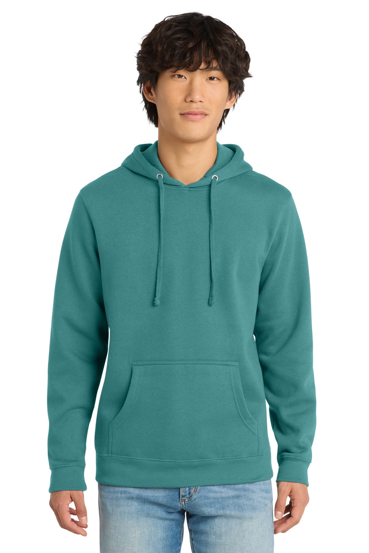 Custom Embroidered District Sweatshirts in Eucalyptus Blue