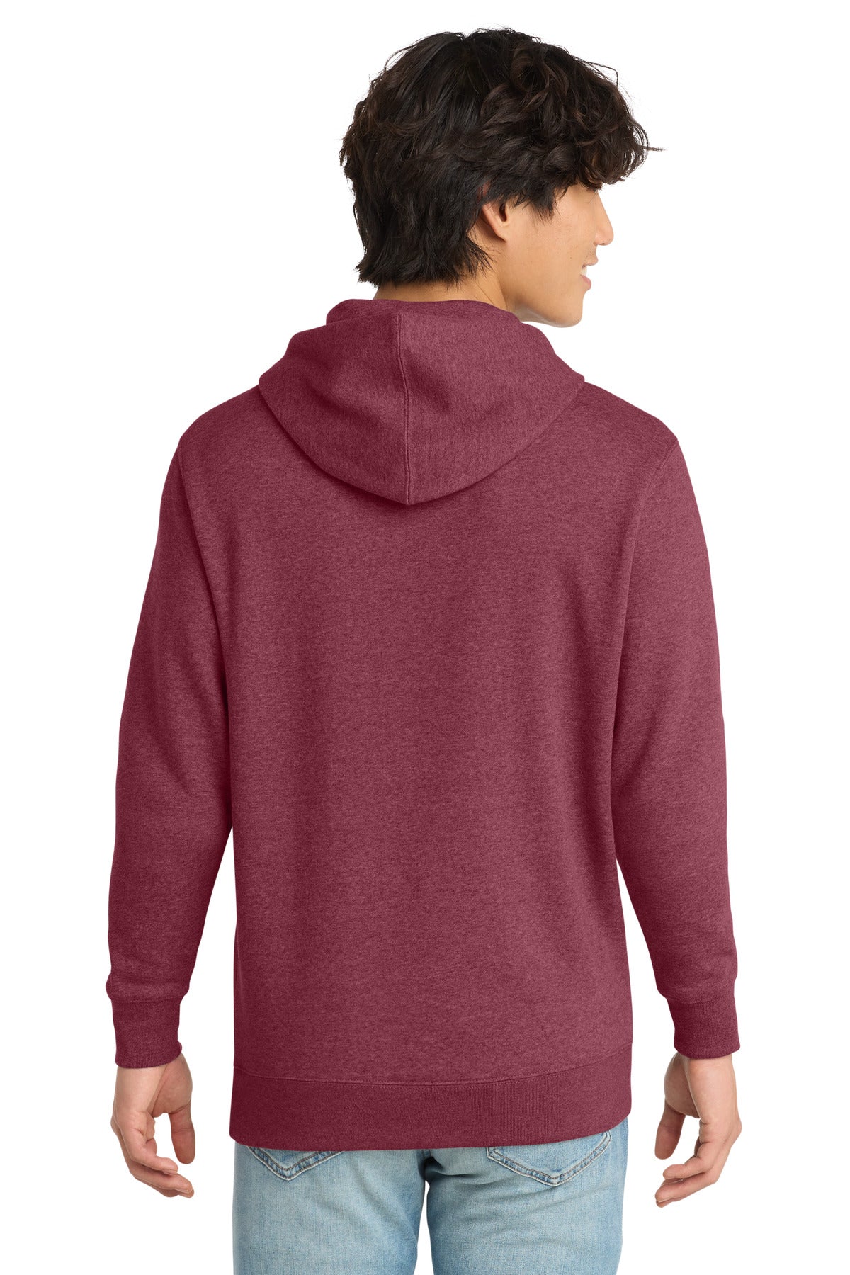 Custom Embroidered District Sweatshirts in Heathered Cardinal