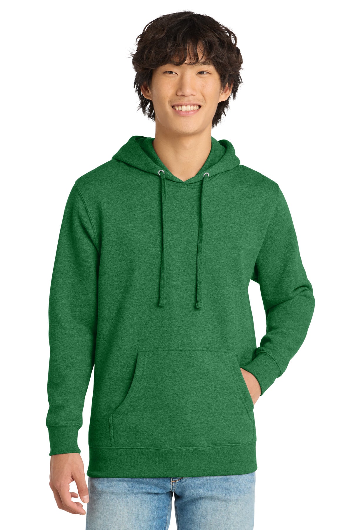 Custom Embroidered District Sweatshirts in Heathered Kelly Green