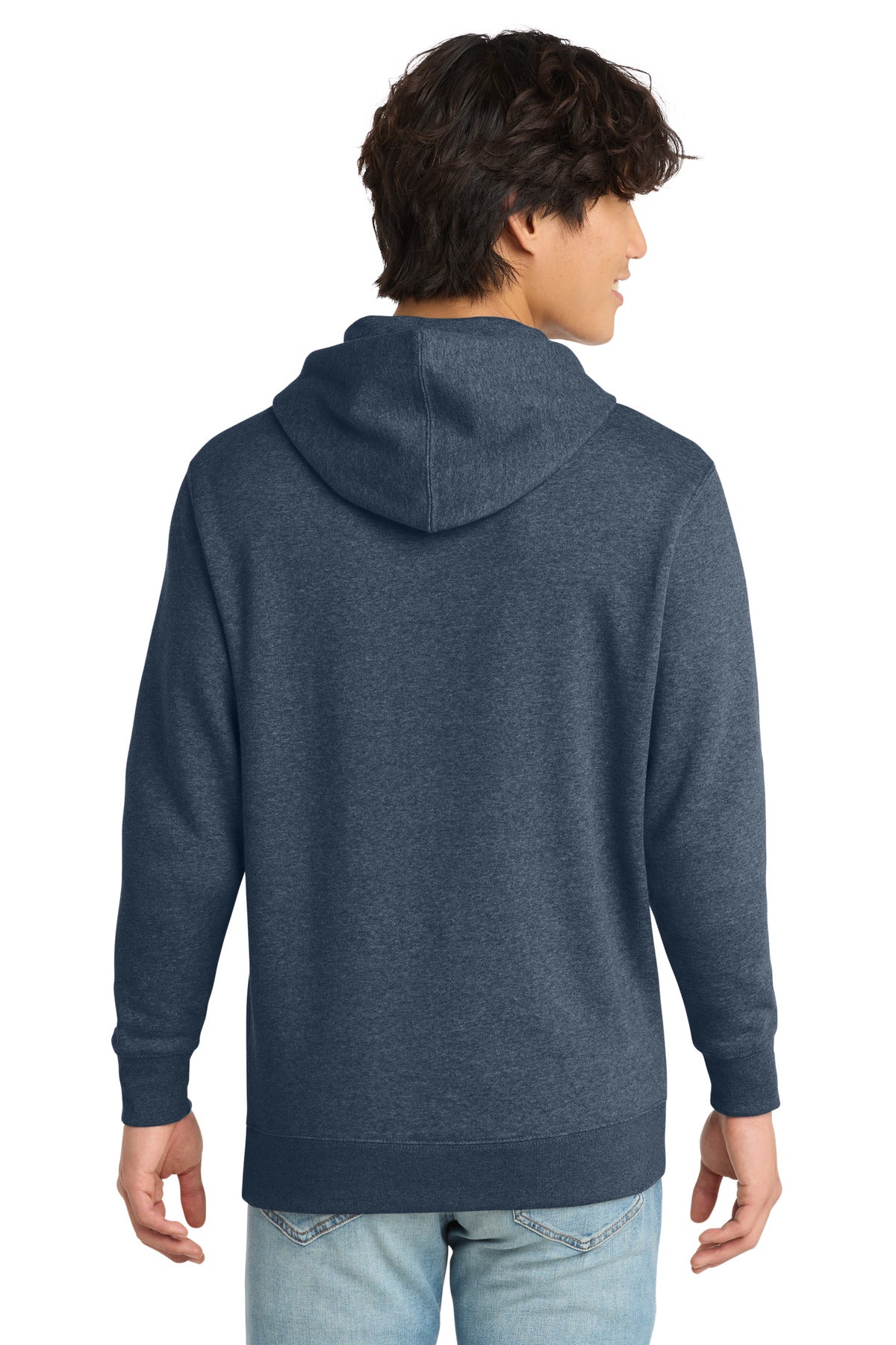Custom Embroidered District Sweatshirts in Heathered Navy