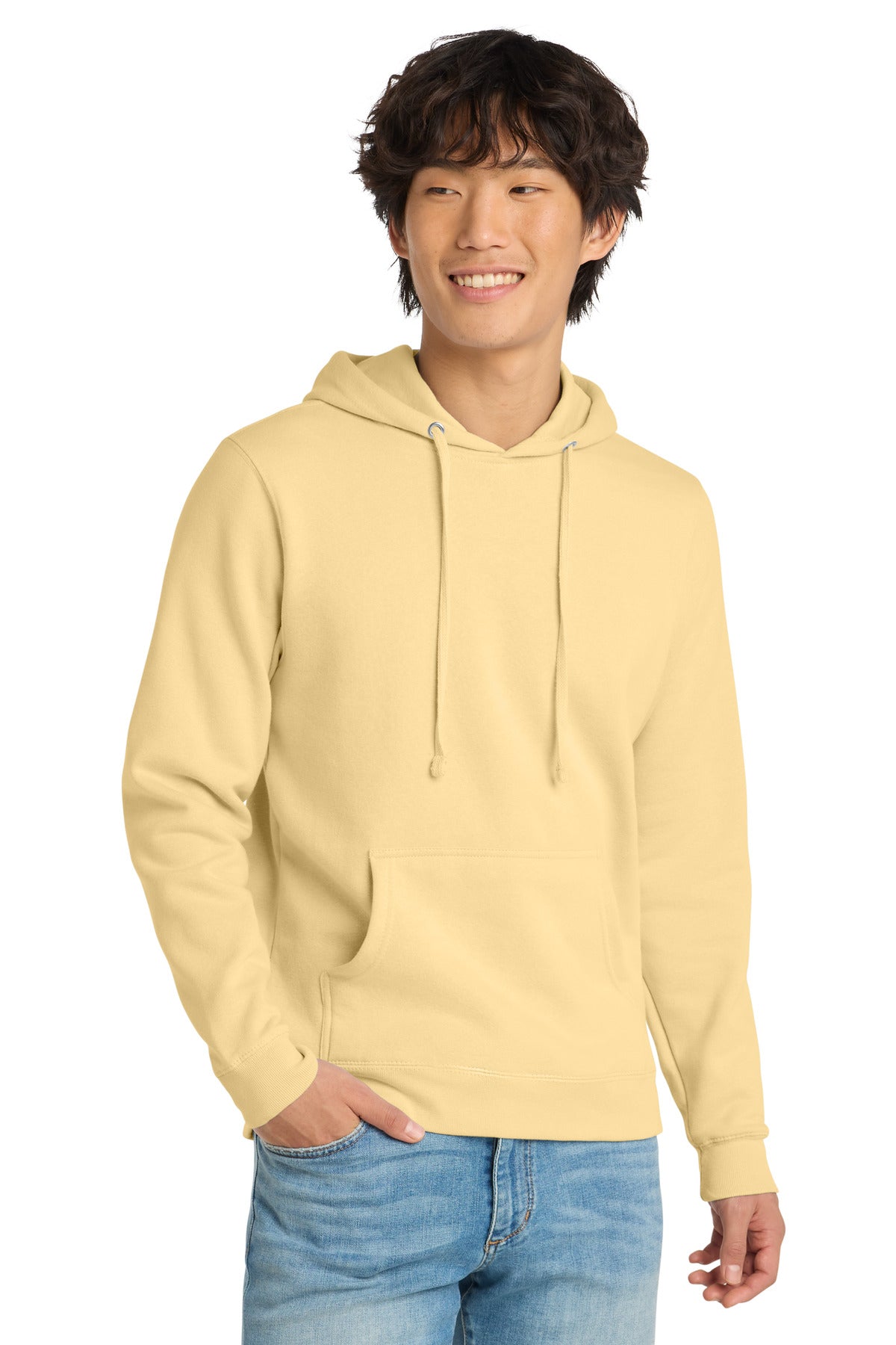 Custom Embroidered District Sweatshirts in Light Yellow
