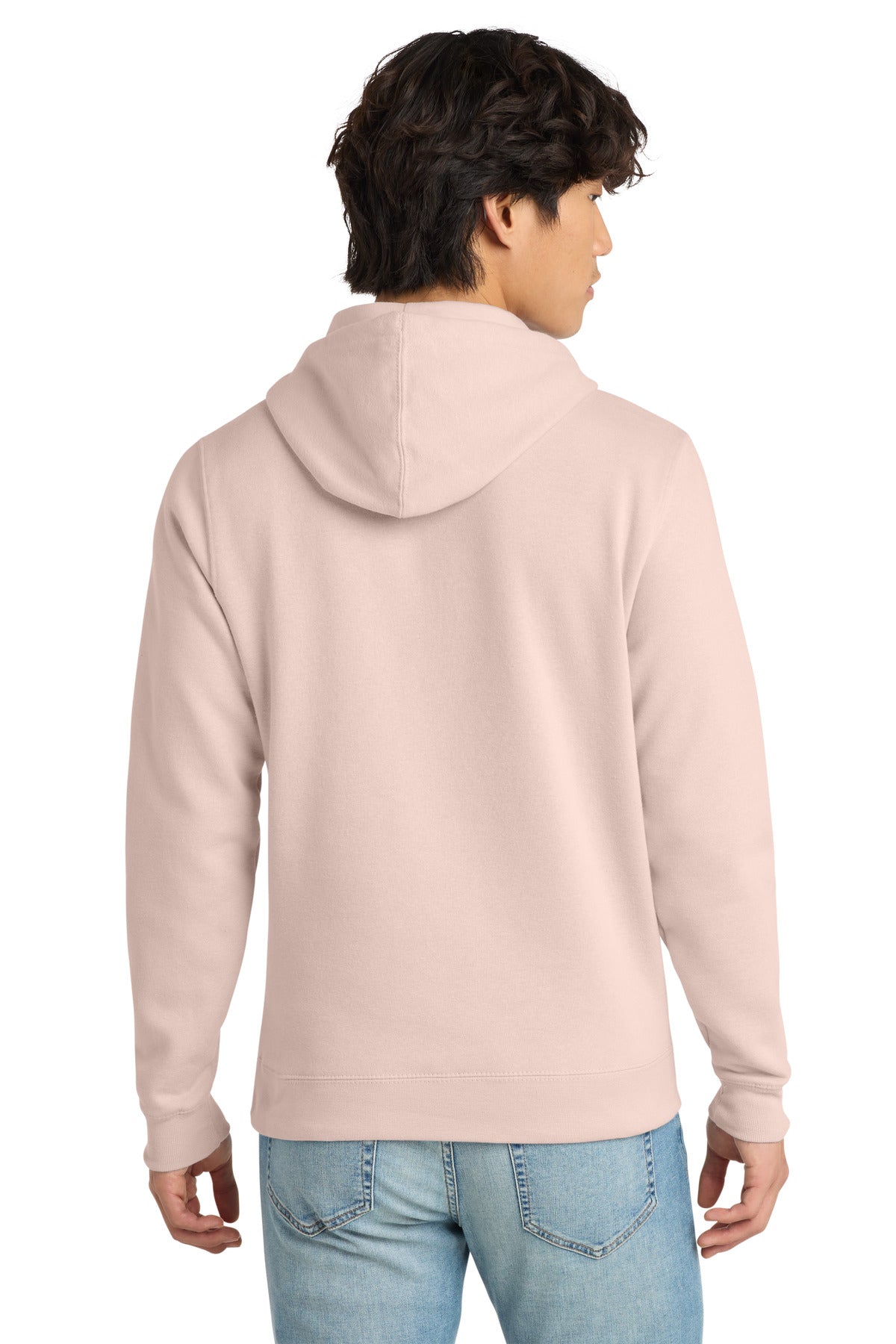 Custom Embroidered District Sweatshirts in Rosewater Pink