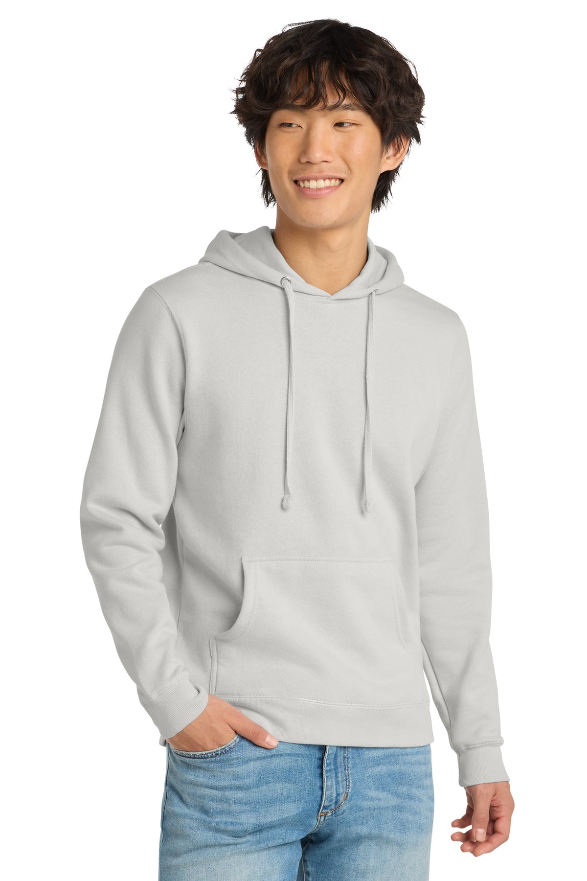Custom Embroidered District Sweatshirts in White Smoke