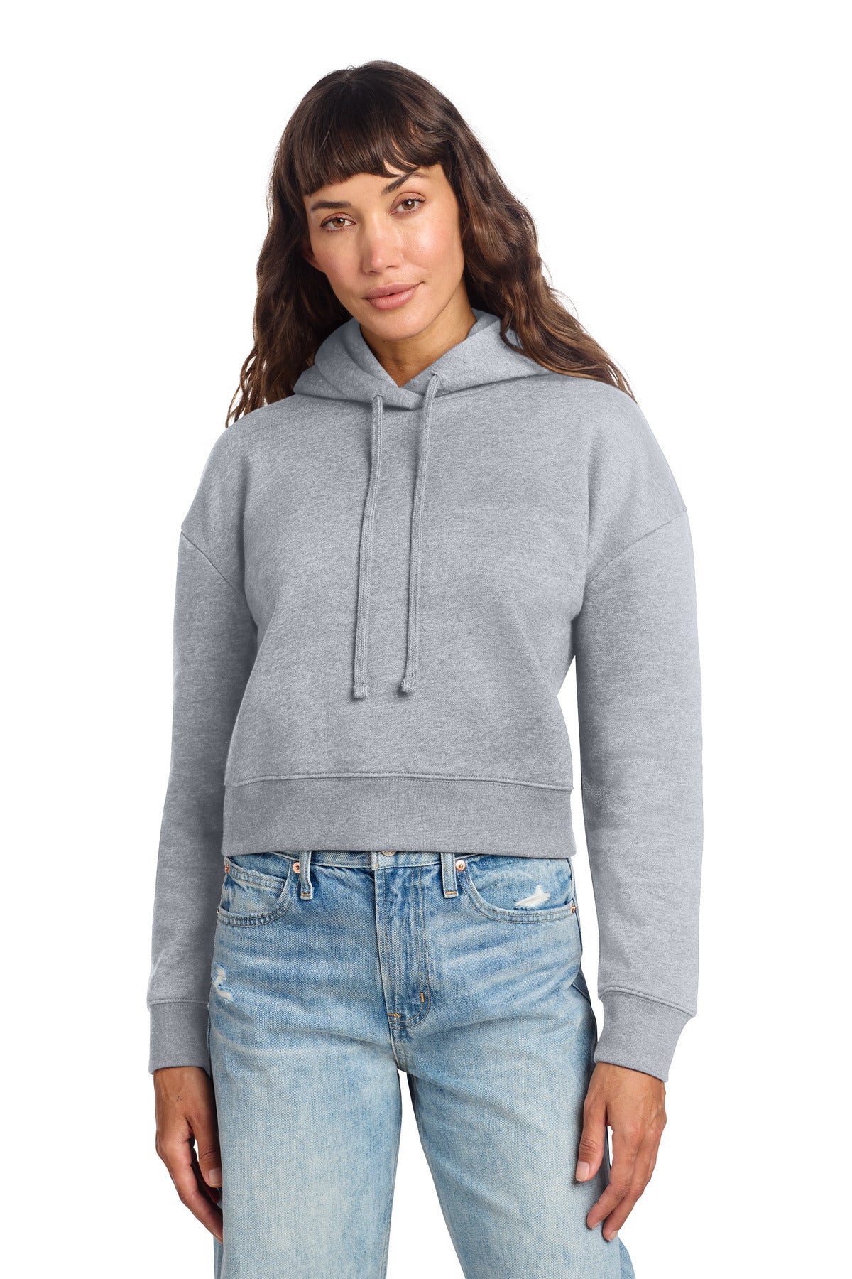 Custom Embroidered District Sweatshirts in Light Heather Grey