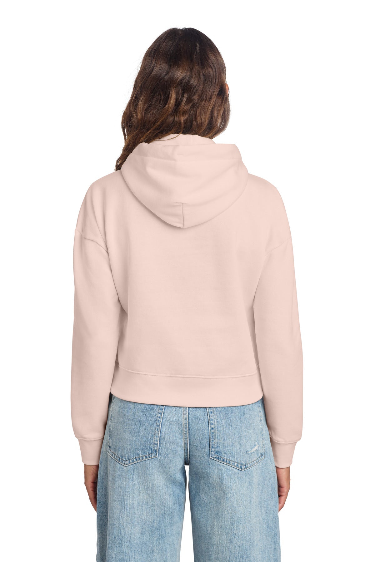 Custom Embroidered District Sweatshirts in Rosewater Pink