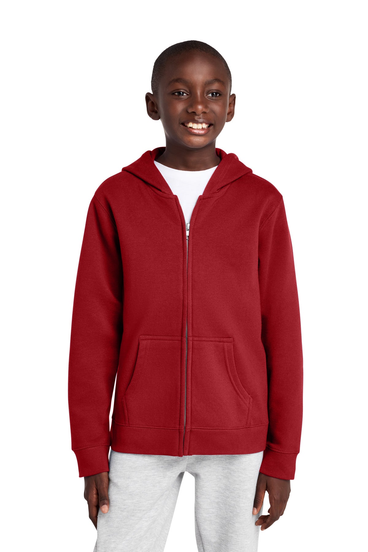 Custom Embroidered District Sweatshirts in Classic Red