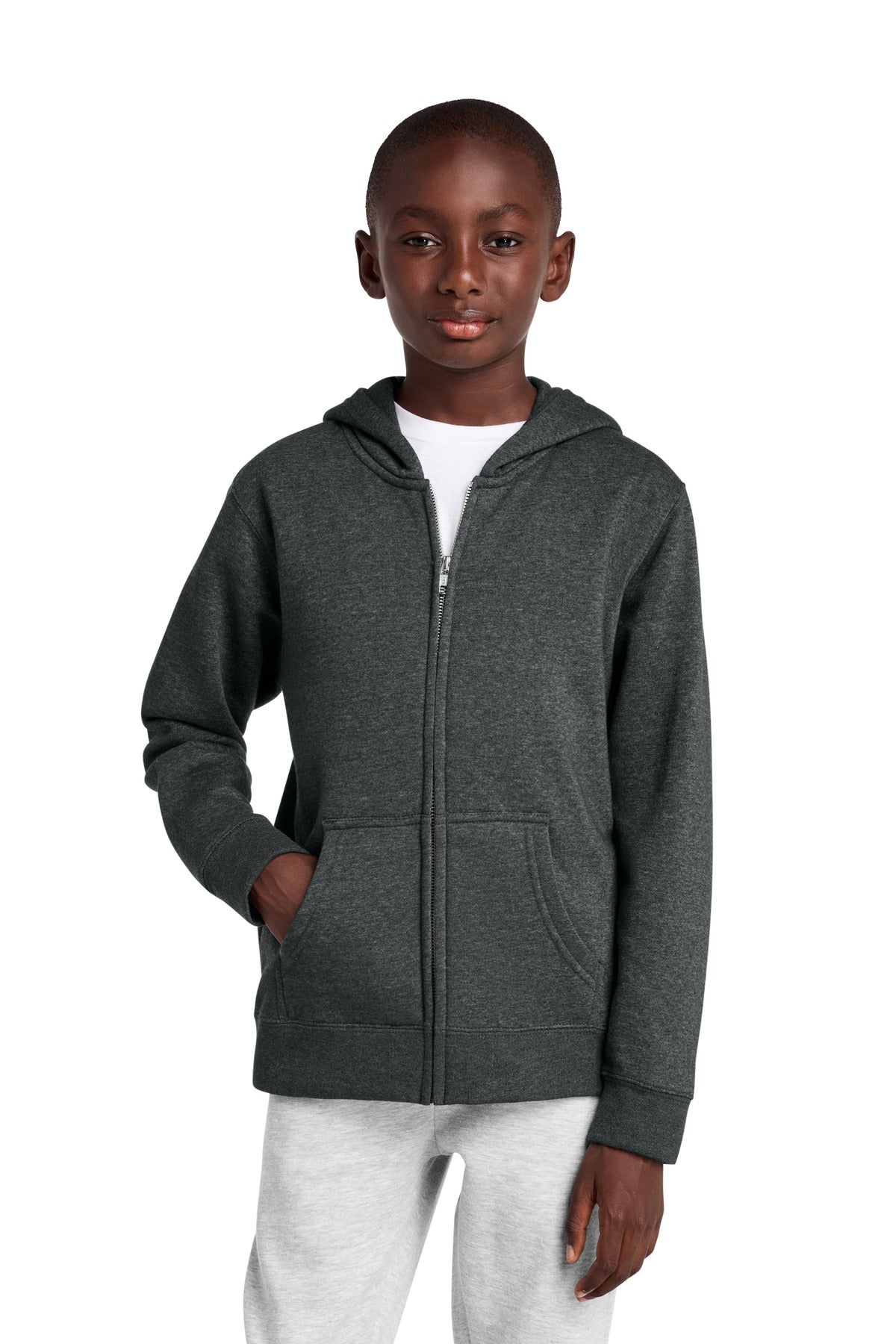 Custom Embroidered District Sweatshirts in Heathered Charcoal