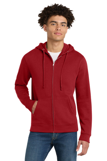 Custom Embroidered District Sweatshirts in Classic Red