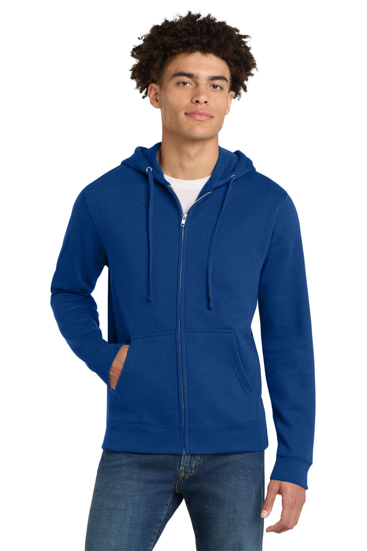 Custom Embroidered District Sweatshirts in Deep Royal