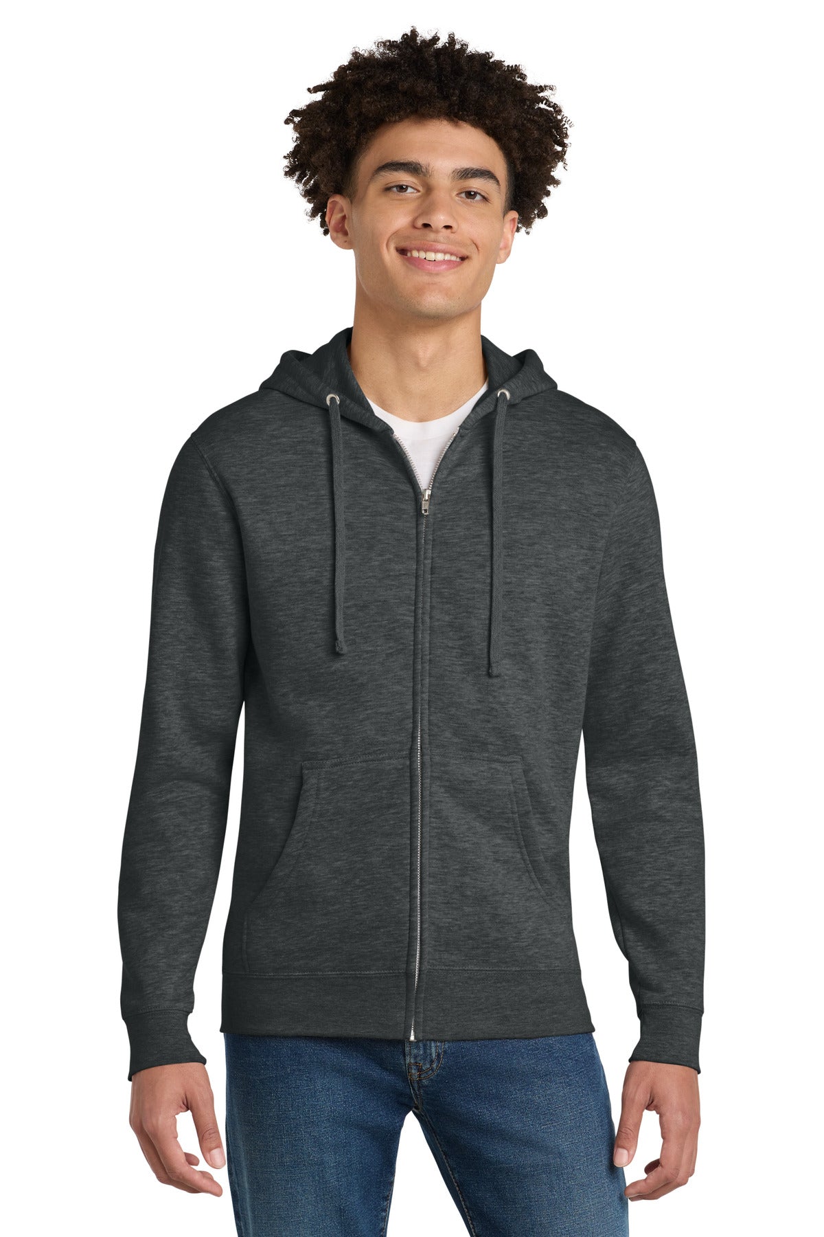 Custom Embroidered District Sweatshirts in Heathered Charcoal