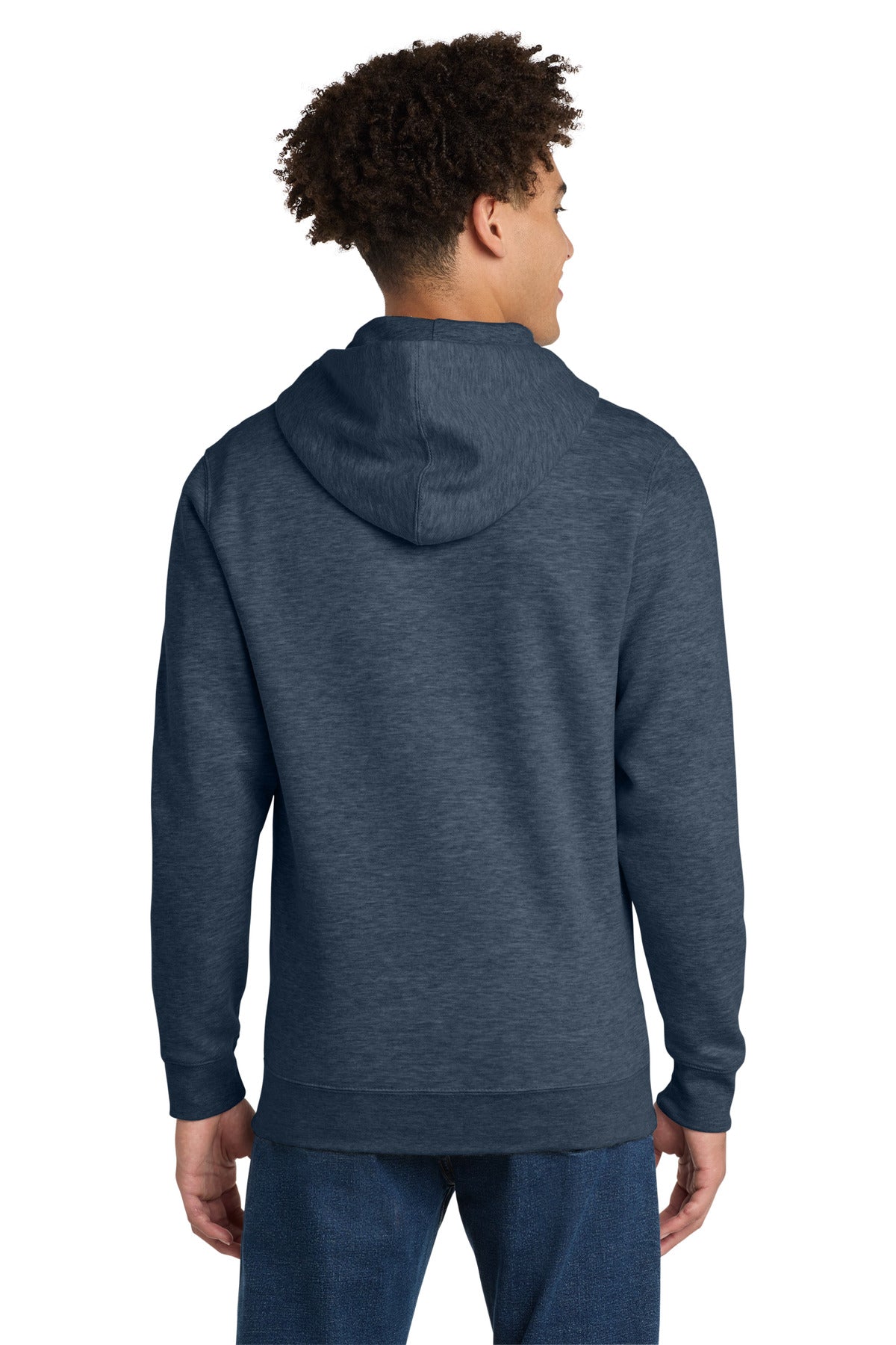 Custom Embroidered District Sweatshirts in Heathered Navy