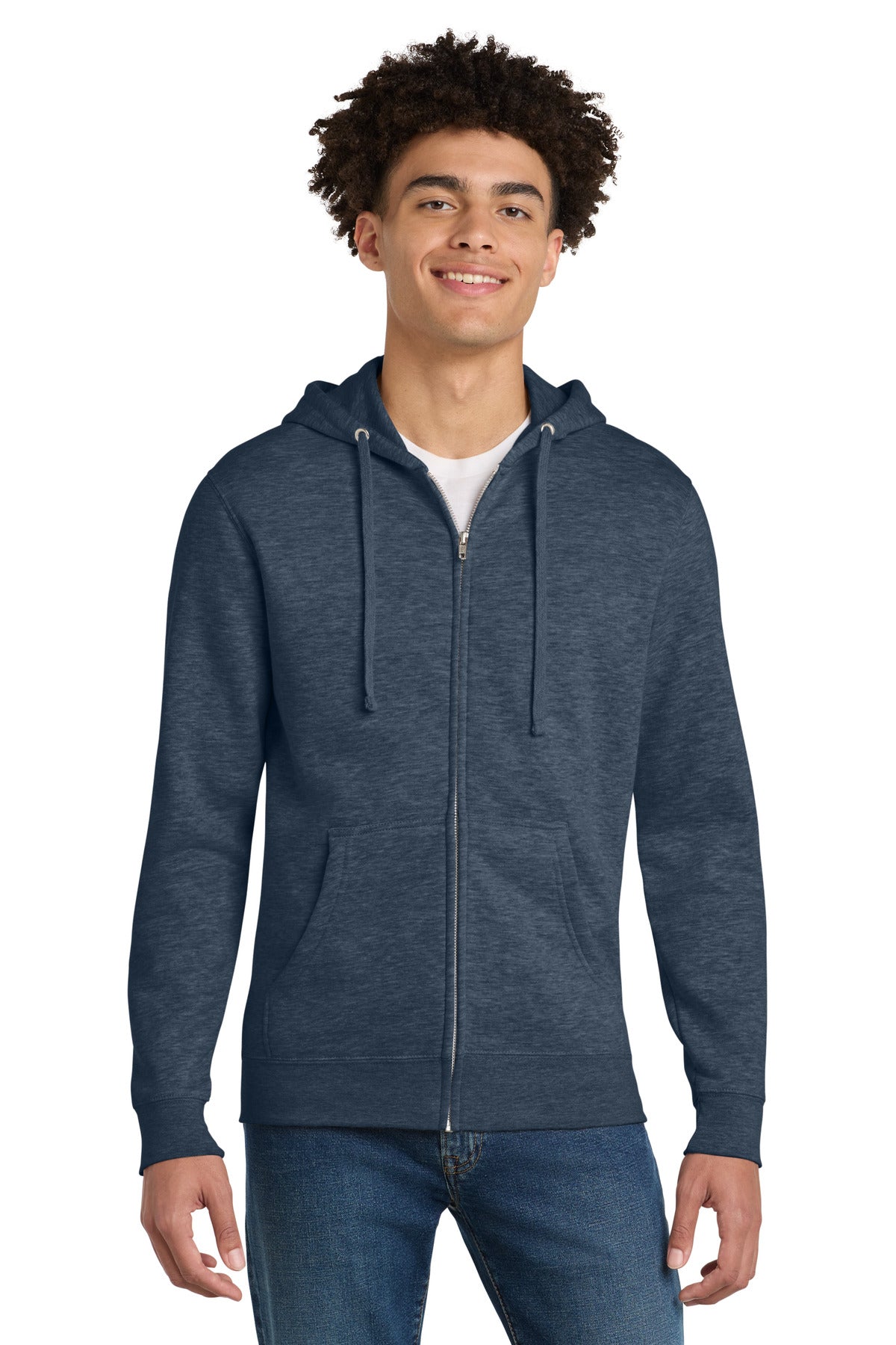 Custom Embroidered District Sweatshirts in Heathered Navy