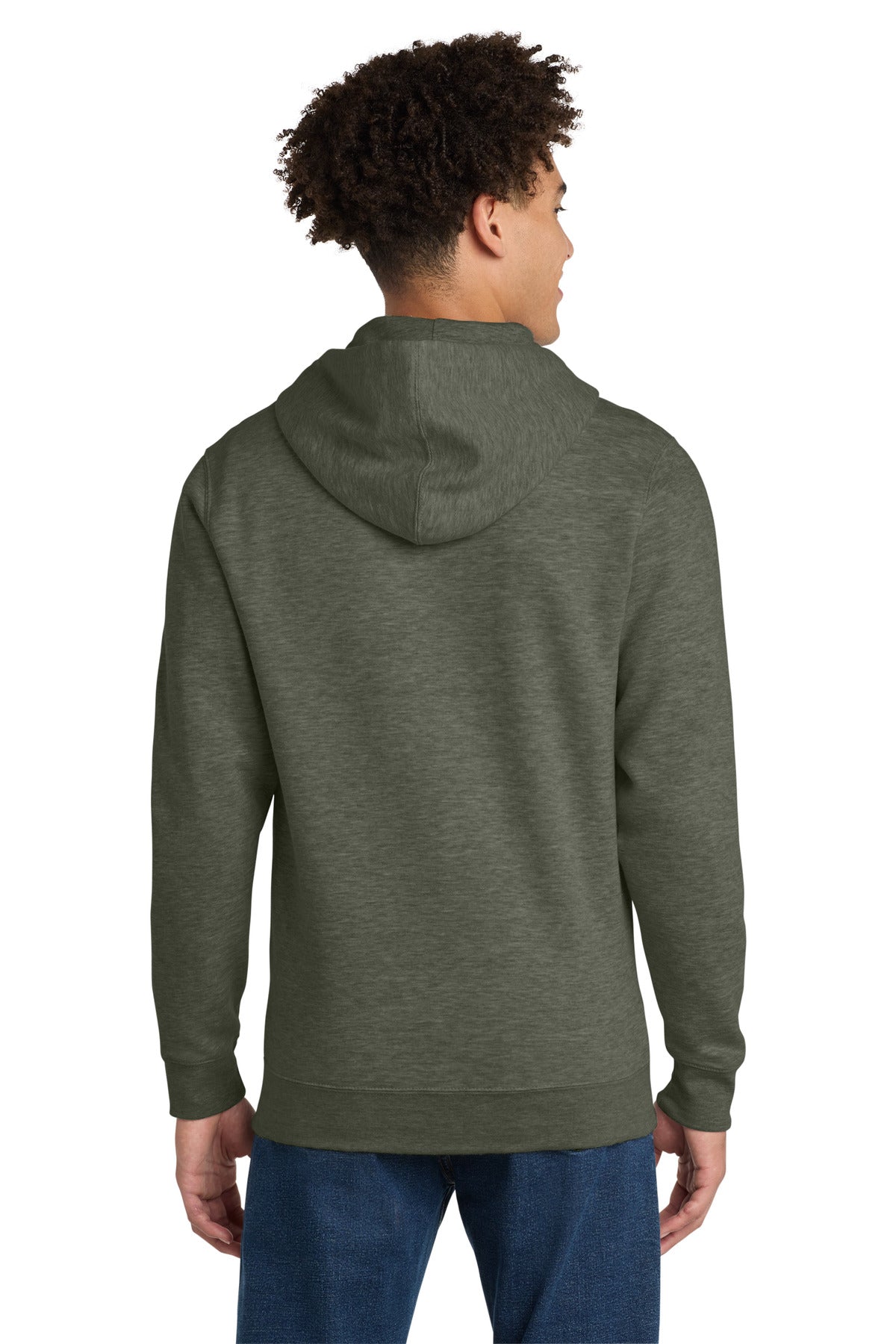 Custom Embroidered District Sweatshirts in Heathered Olive
