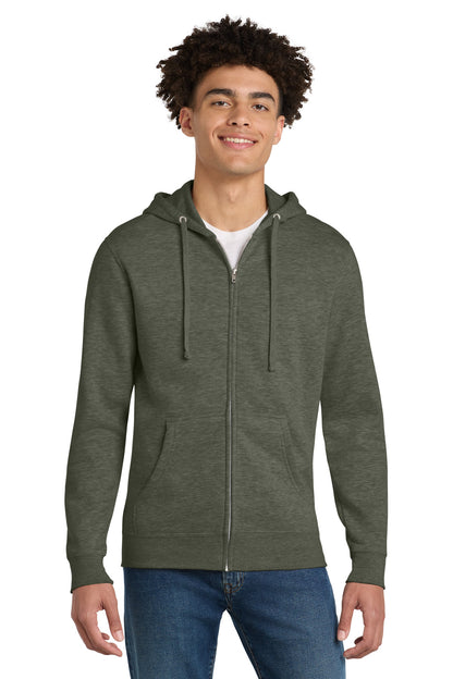 Custom Embroidered District Sweatshirts in Heathered Olive