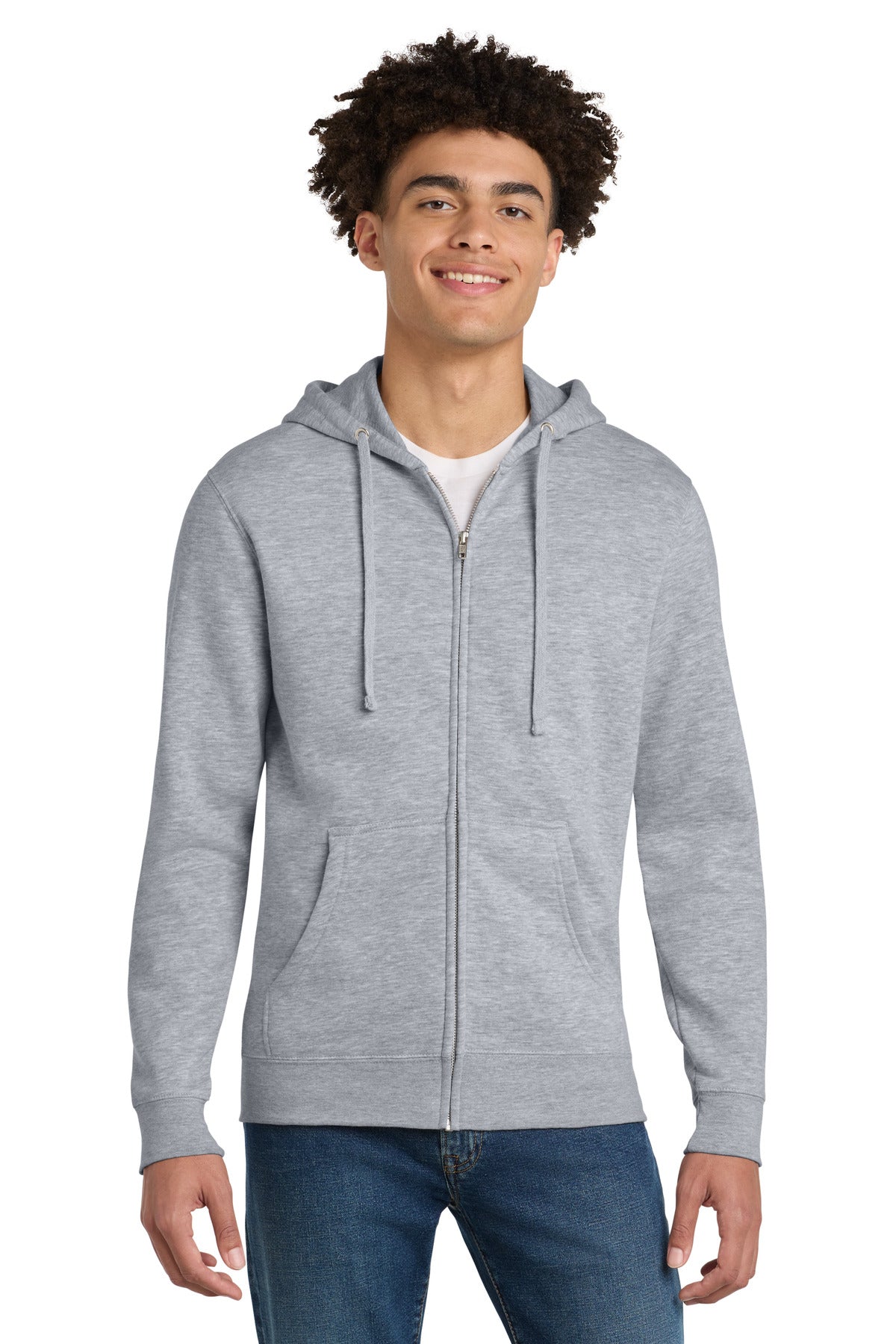 Custom Embroidered District Sweatshirts in Light Heather Grey