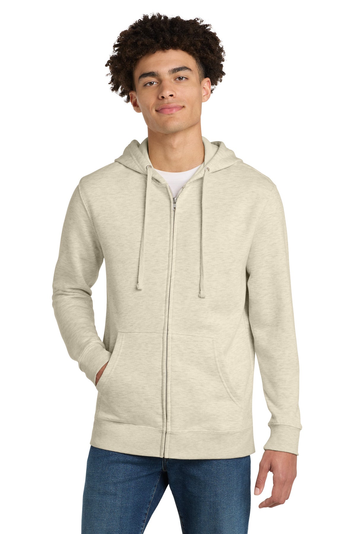 Custom Embroidered District Sweatshirts in Oatmeal Heather