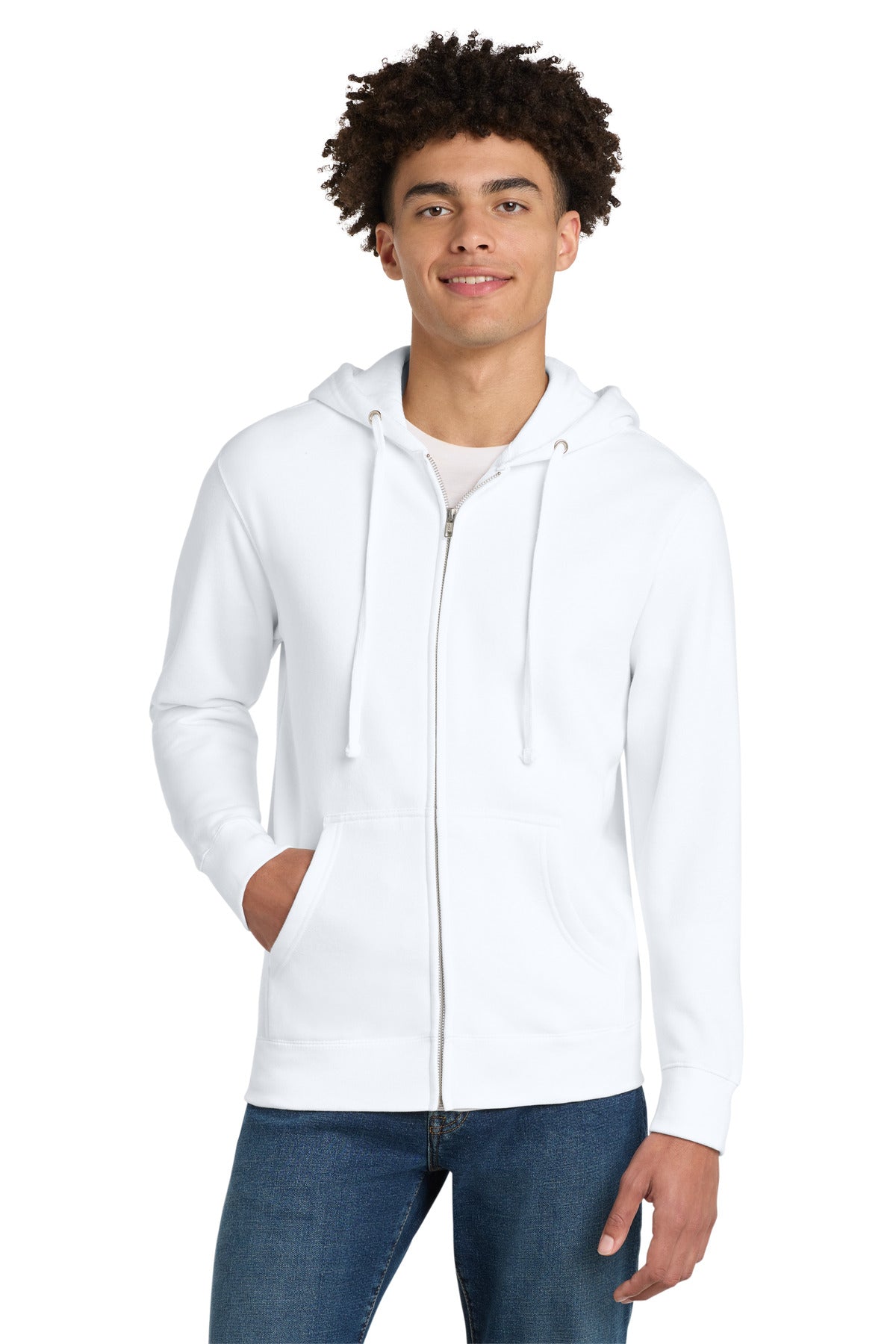 Custom Embroidered District Sweatshirts in White