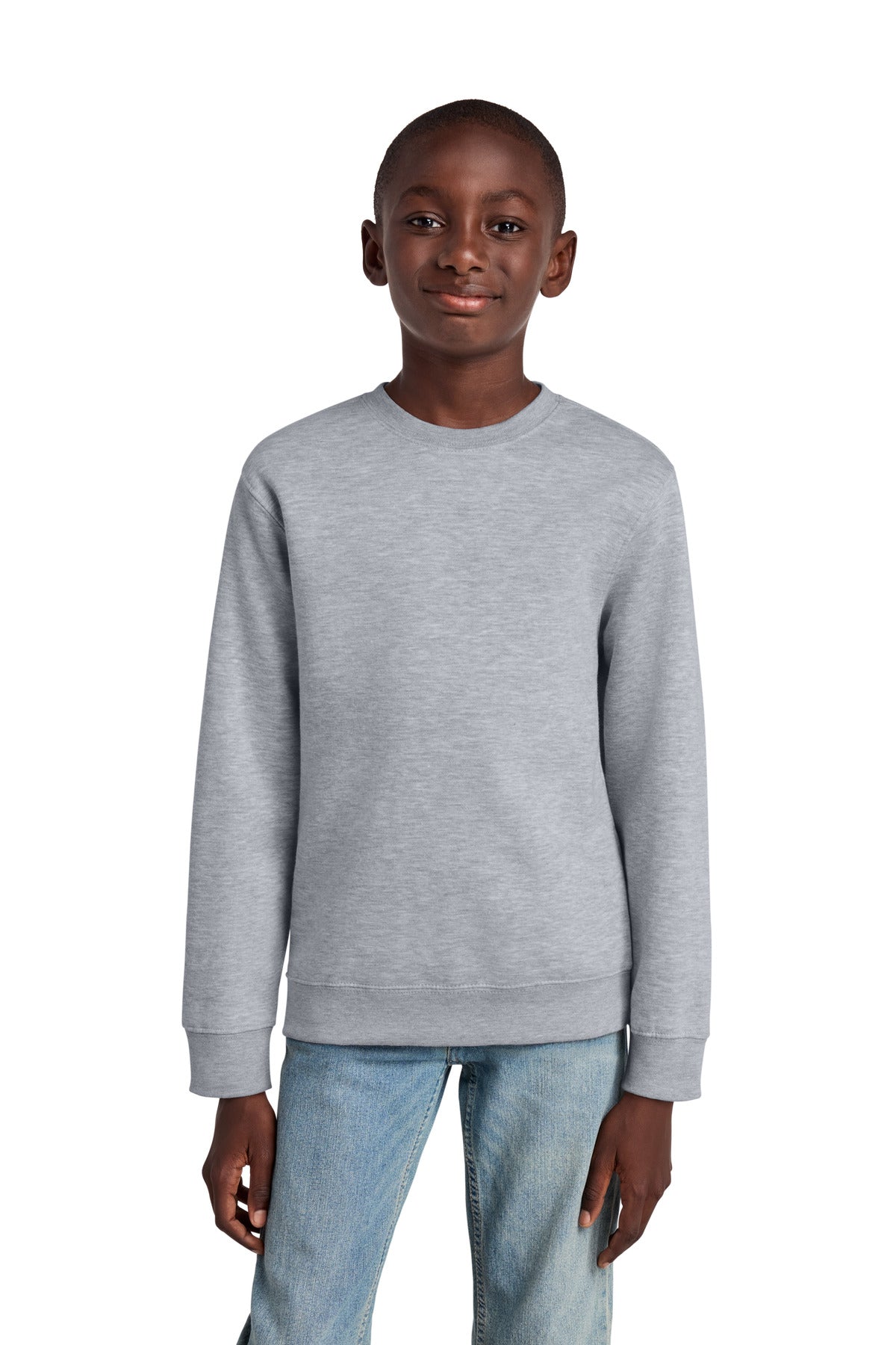 Custom Embroidered District Sweatshirts/Fleece in Light Heather Grey