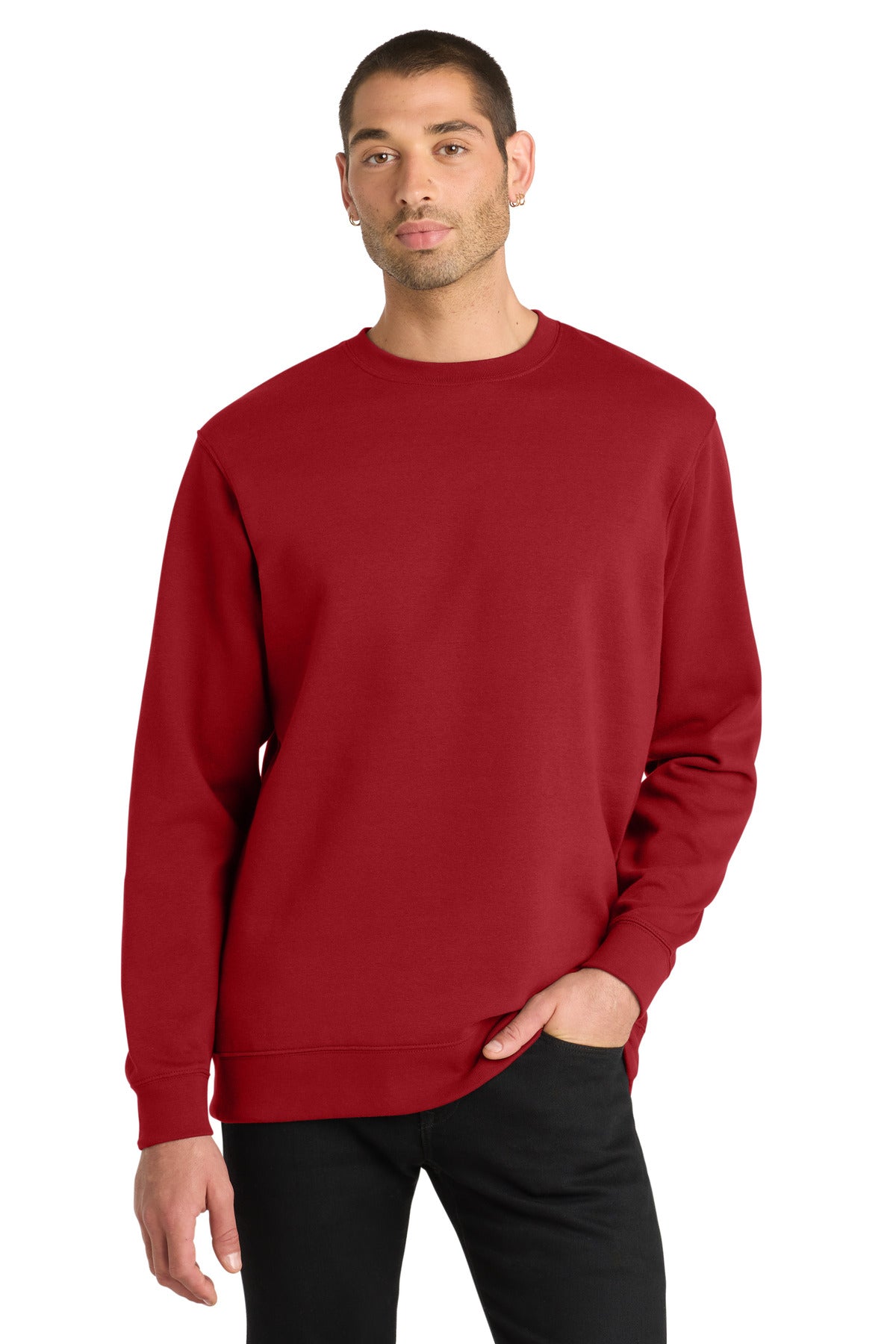 Custom Embroidered District Sweatshirts in Classic Red
