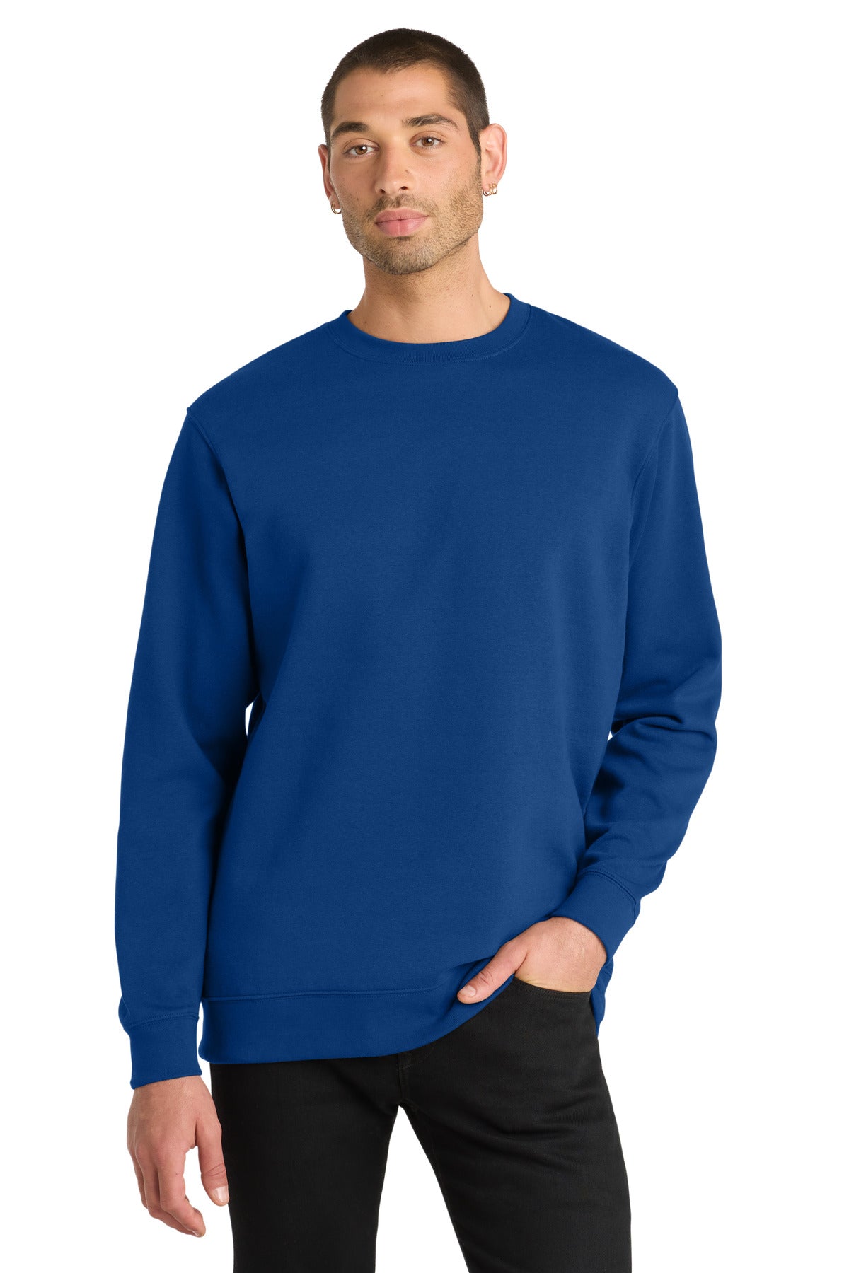 Custom Embroidered District Sweatshirts in Deep Royal