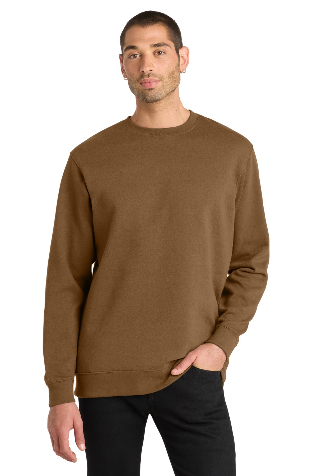 Custom Embroidered District Sweatshirts in Duck Brown