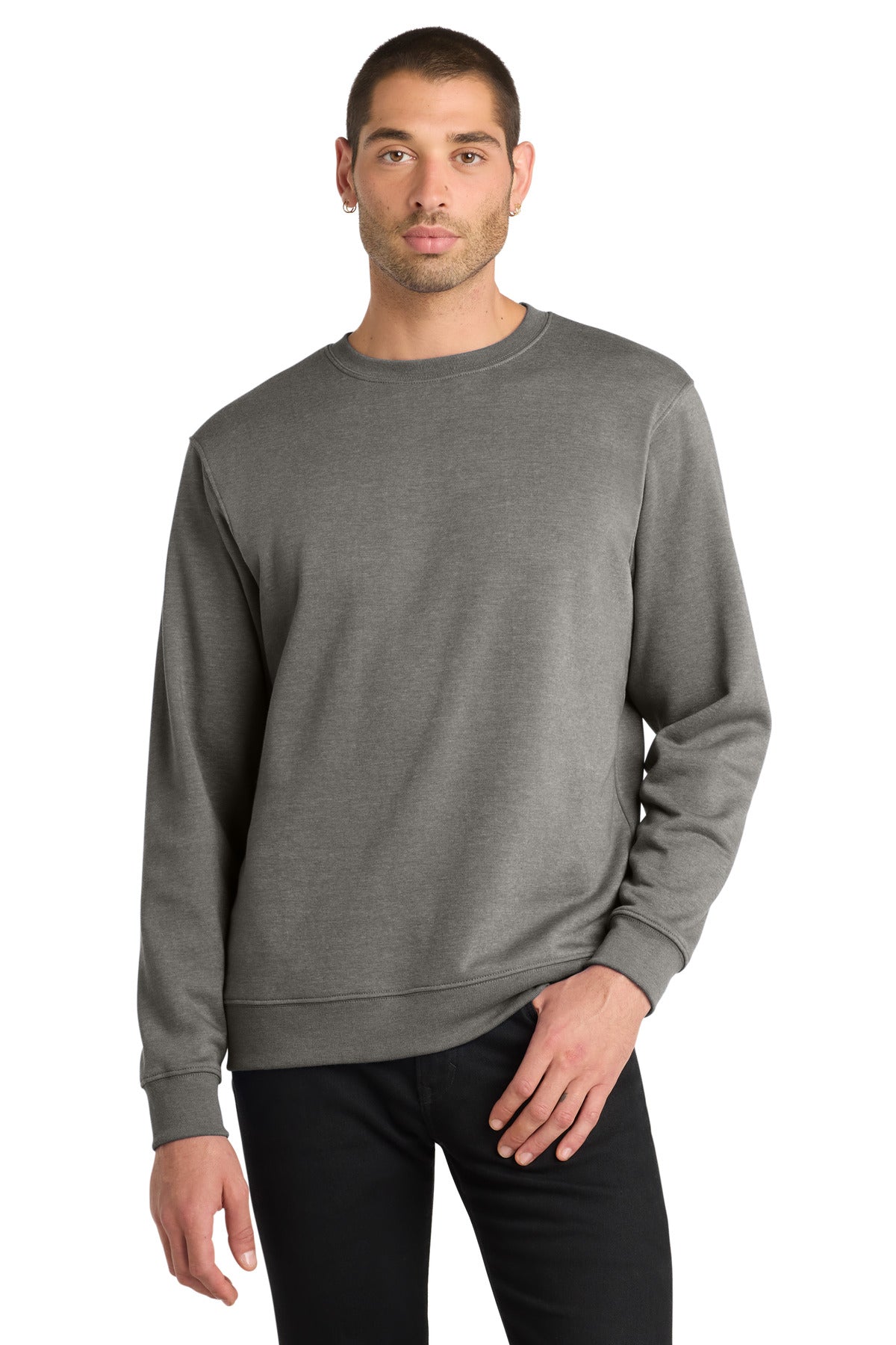 Custom Embroidered District Sweatshirts in Grey Frost