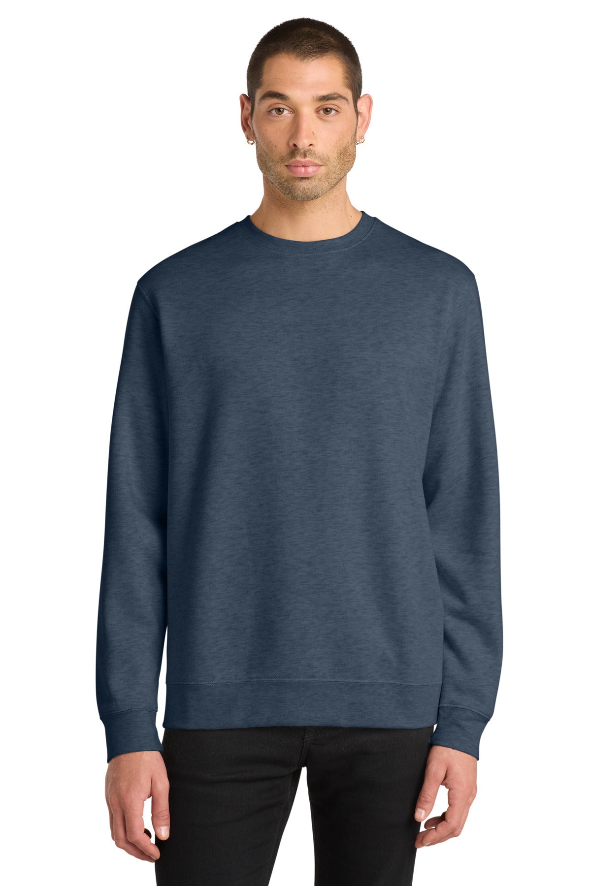 Custom Embroidered District Sweatshirts in Heathered Navy